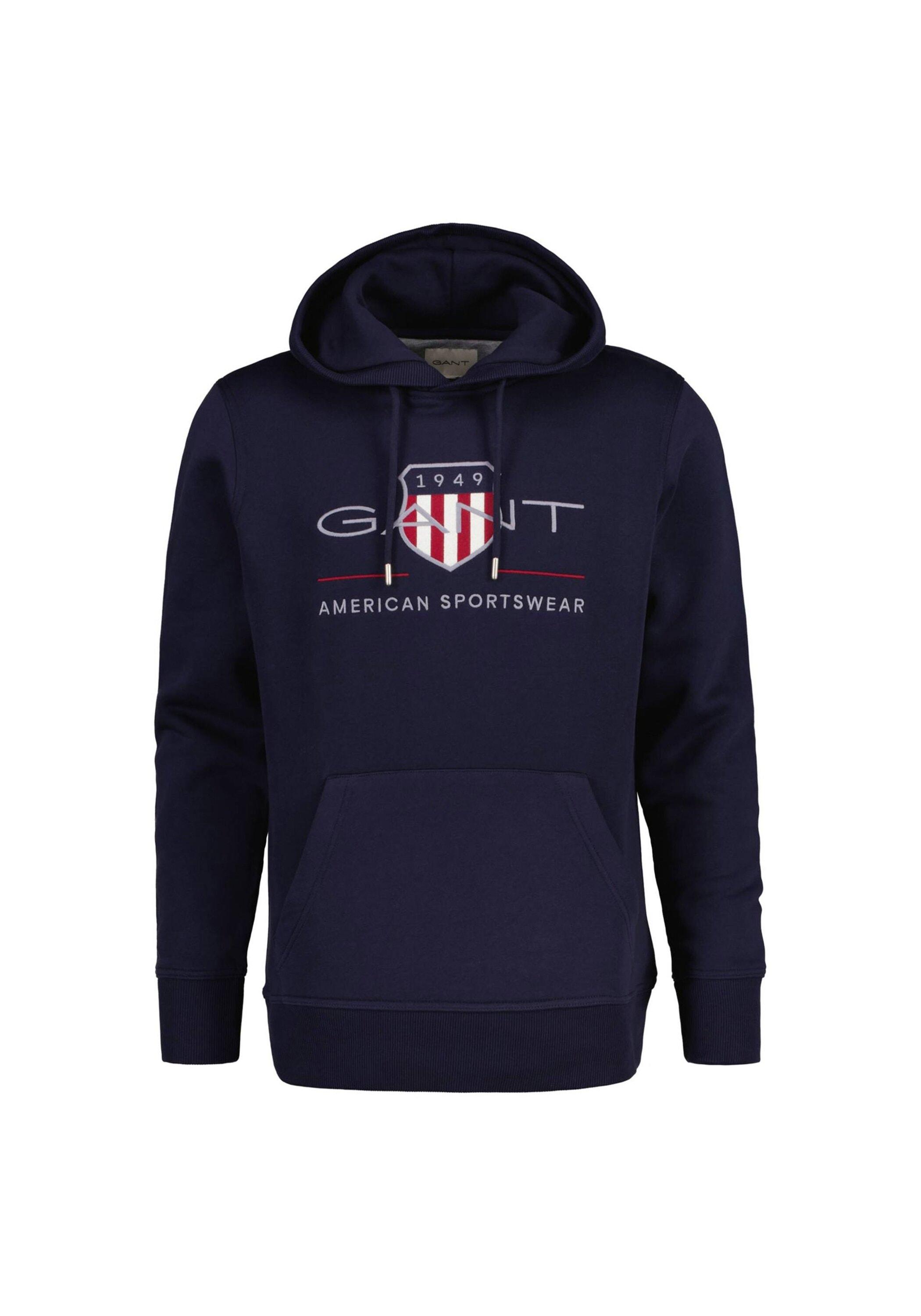 Sweatshirt Gant "Sweatshirt Regular Archive Shield Hoodie", Herren, Gr. Xl, Blau, Obermaterial: 78% Baumwolle Co. 22% Polyester Pes., Sweatshirts Sweatshirt
