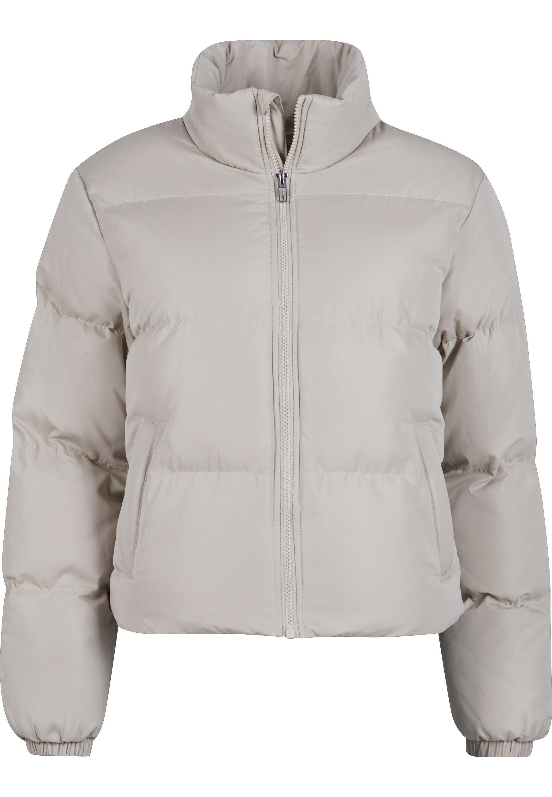 Winterjacke Urban Classics "Urban Classics Damen Ladies Short Peached Puffer Jacket", Damen, Gr. S, Wetsand, 100% Polyester, Unifarben, Loose Fit, Amerikanischer Ausschnitt, Jacken Winterjacke