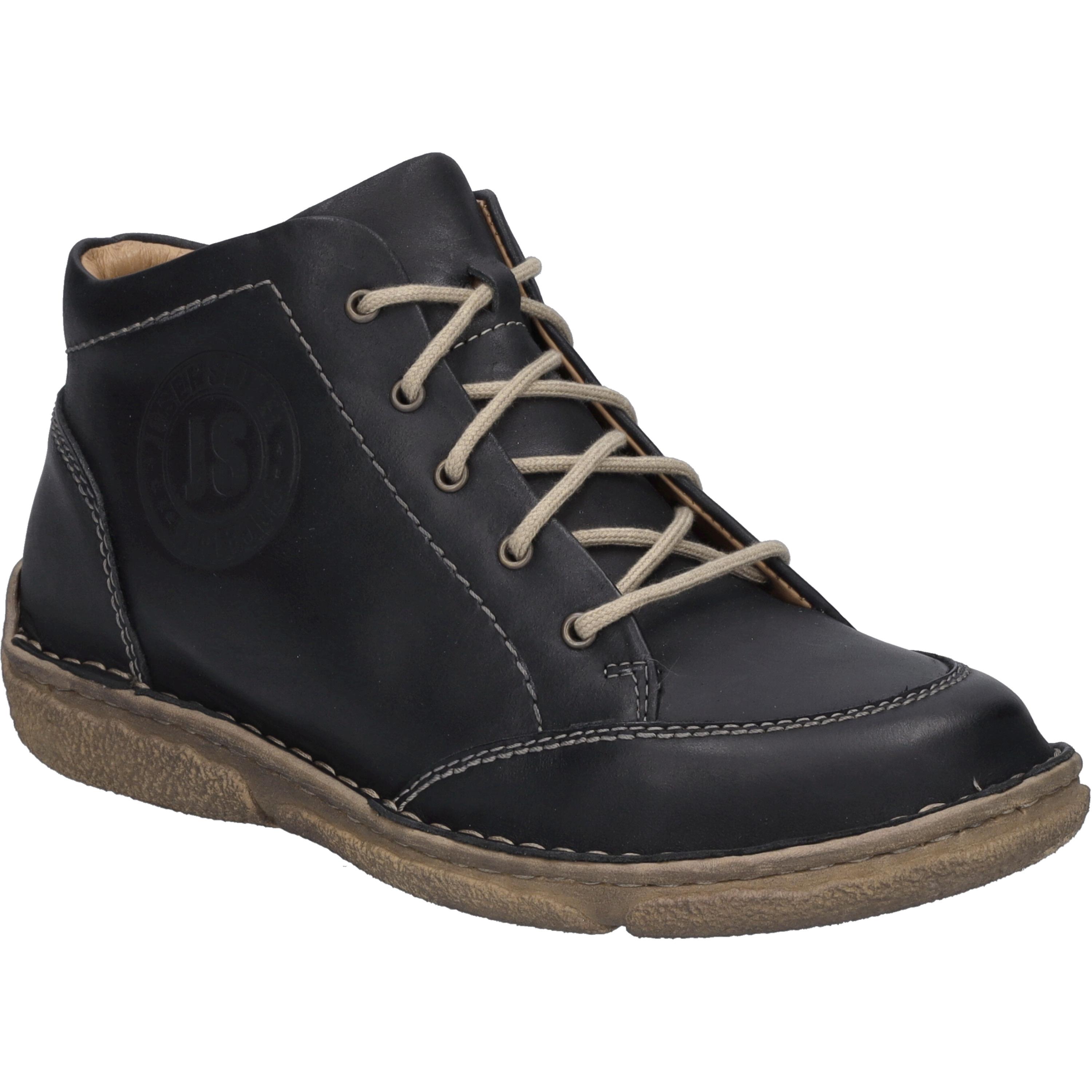 Stiefelette Josef Seibel "Neele 01, Schwarz-Kombi", Damen, Gr. 37, Schwarz (Schwarz, Kombi), Obermaterial: 100% Rindsleder Leather Cow., Schuhe Stiefelette