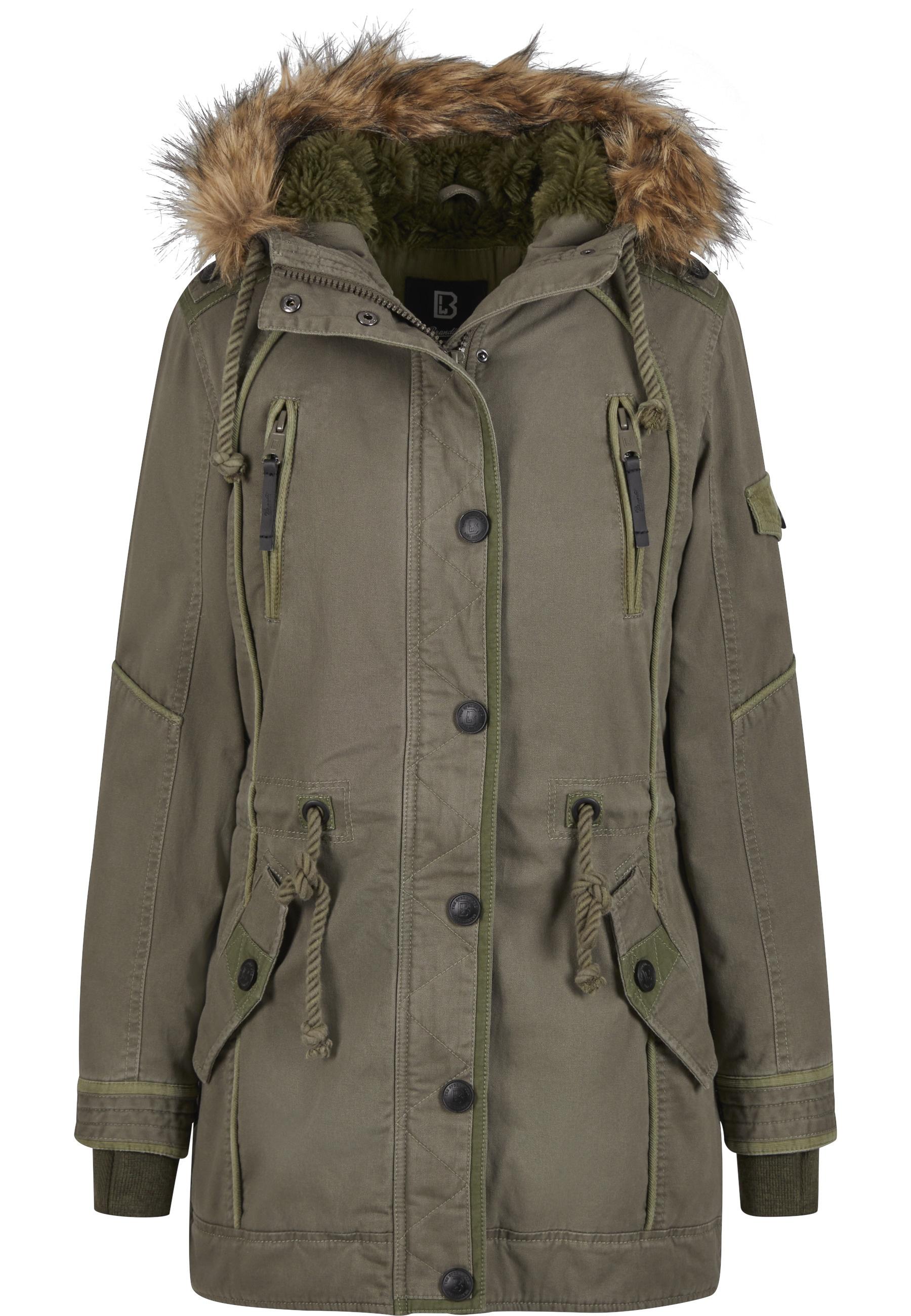 Parka Brandit "Brandit Brandit Women Emma Winterparka", Damen, Gr. Xs, Olive, 100% Baumwolle, Unifarben, Normal, Ohne Ausschnitt, Jacken Parka