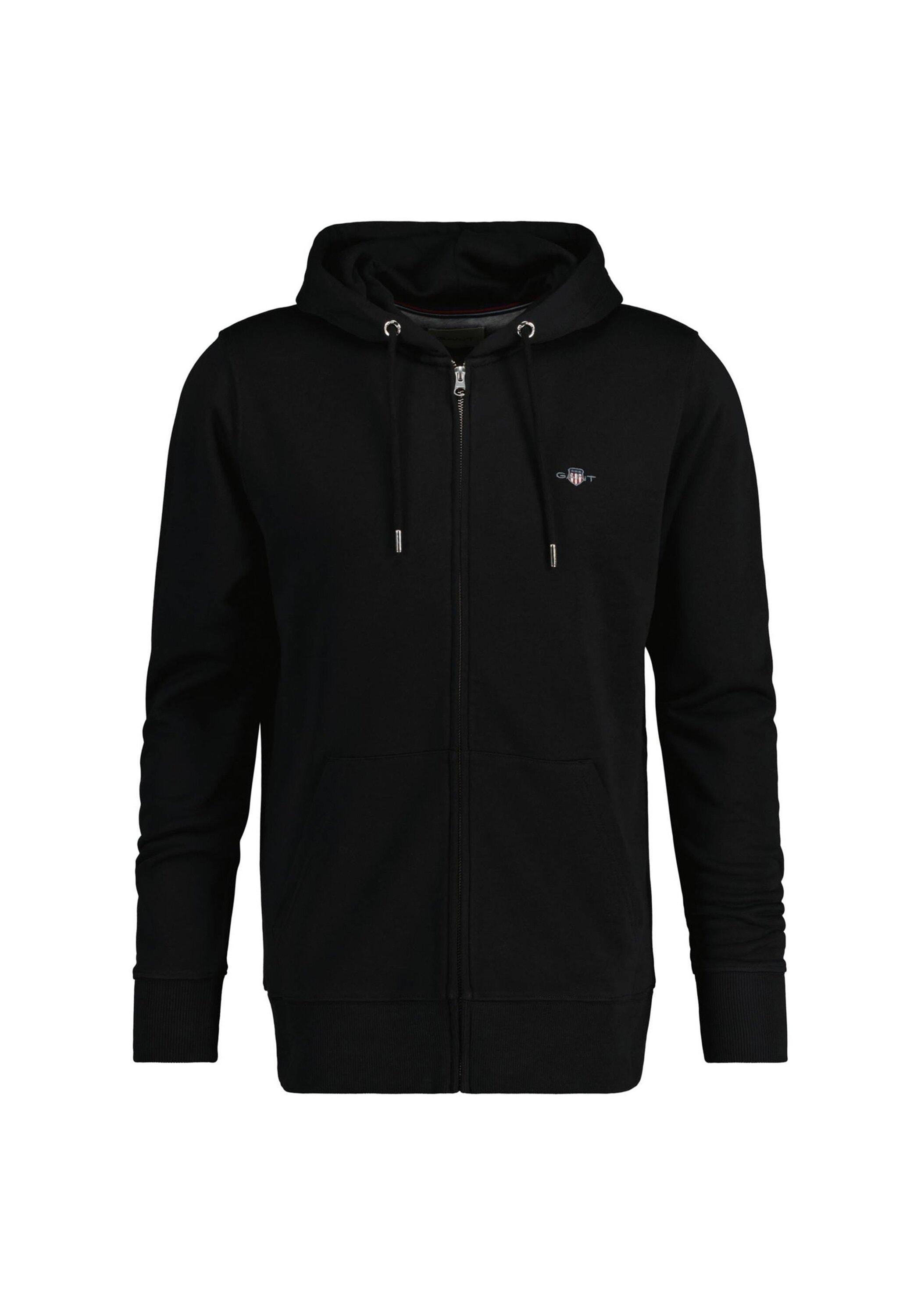 Sweatshirt Gant "Sweatjacke Regular Shield Full Zip Hoodie", Herren, Gr. Xxl, Schwarz, Obermaterial: 87% Baumwolle Co. 13% Polyester Pes., Sweatshirts Sweatshirt