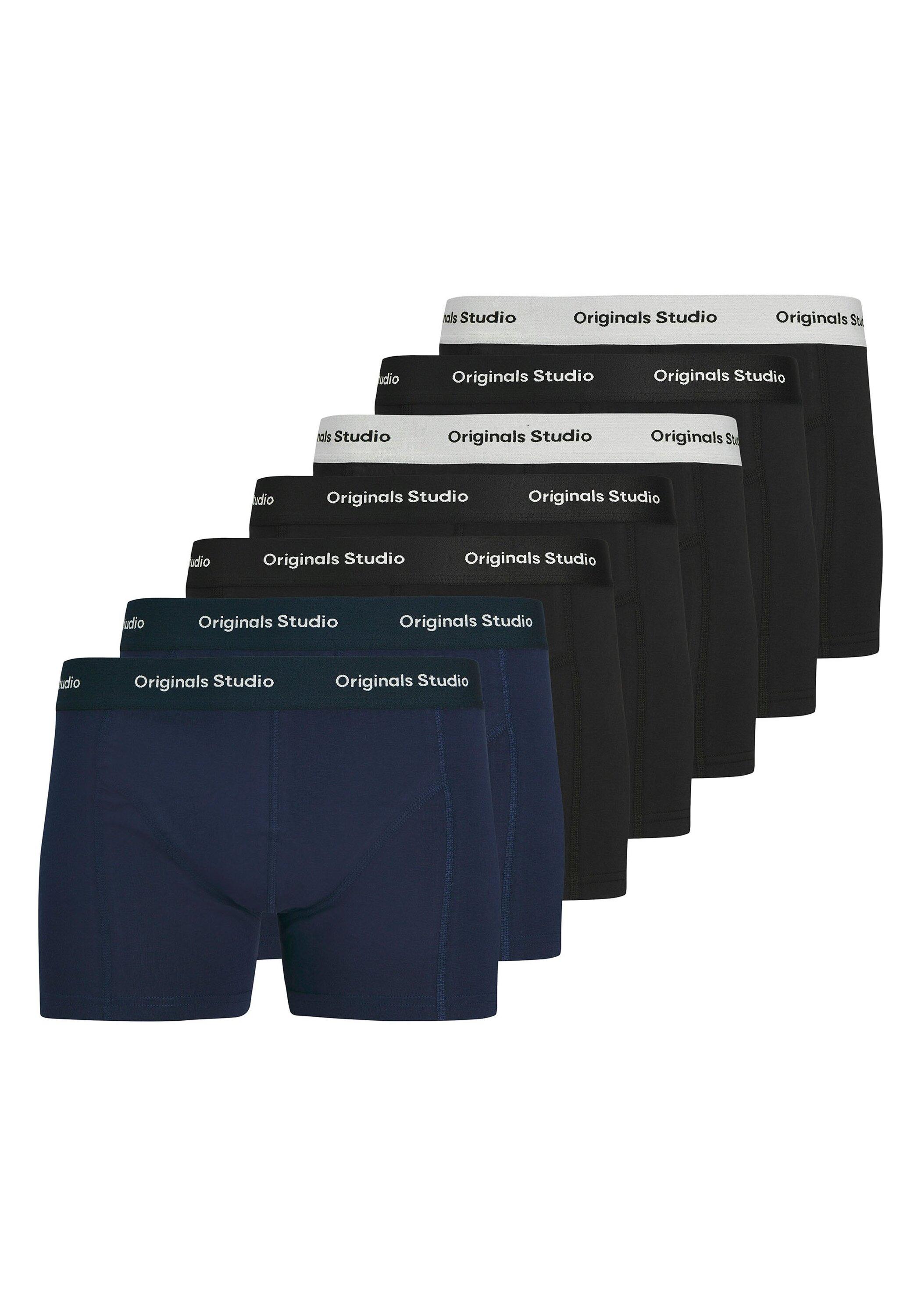Boxershorts Jack & Jones "Boxershort Jacvesterbro Solid Trunks 7 Pack 7Er Pack", Herren, Gr. Xxl, Schwarz (Schwarz, Blau), Obermaterial: 95% Baumwolle Co. 5% Elasthan El., Unterhosen