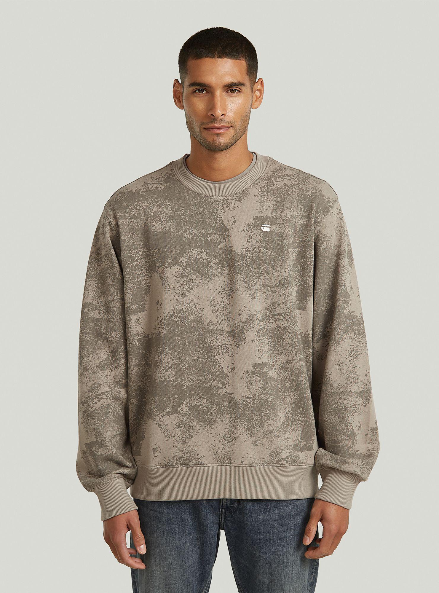 Longpullover G-STAR "Allover Print Sweatshirt", Herren, Gr. M, Elephant Skin Archival Texture, Obermaterial: 100% Baumwolle, Pullover Longpullover