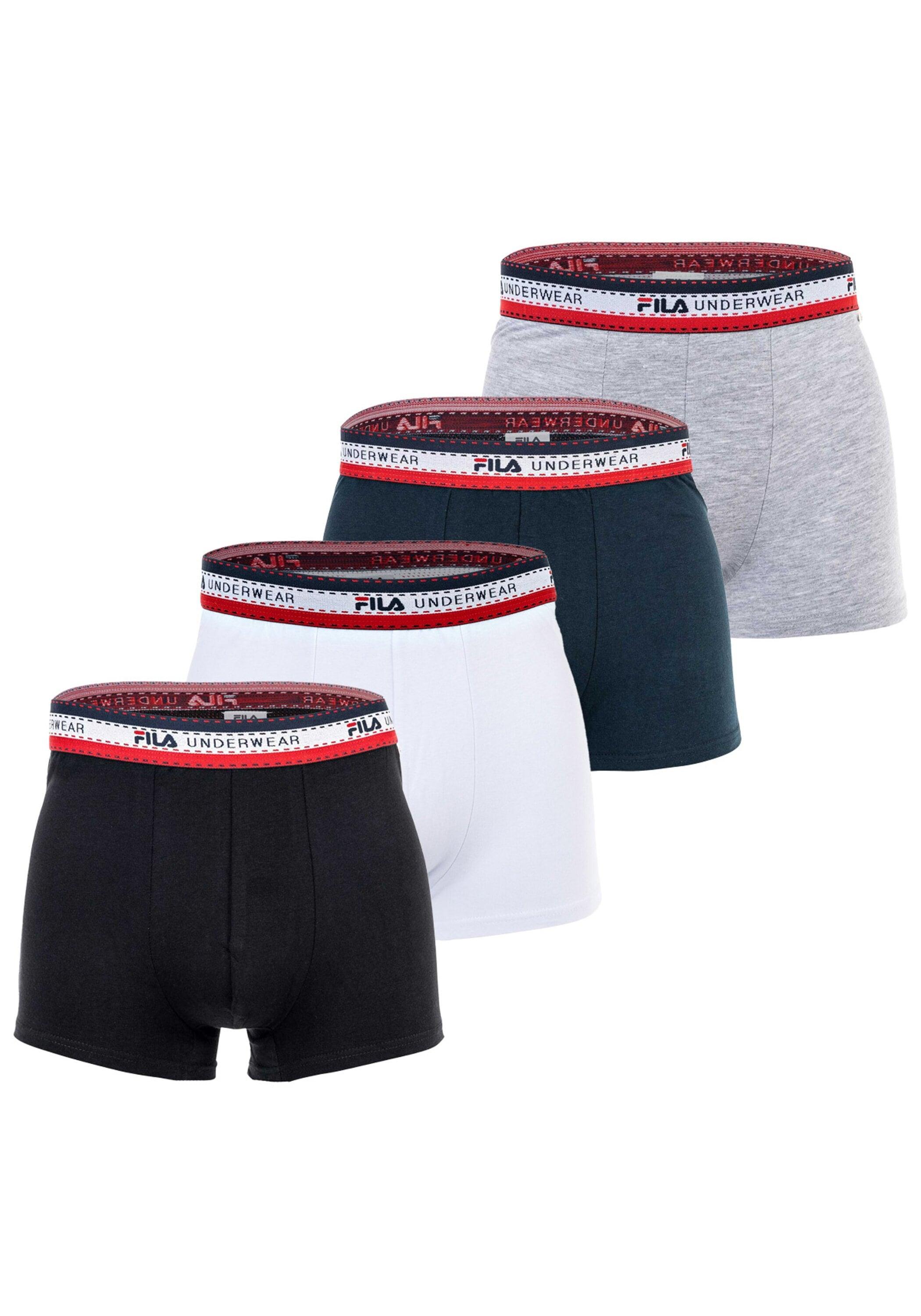 Boxershorts Fila "Boxershort 4Er Pack", Herren, Gr. Xxl, Bunt (Schwarz, Weiß, Grau, Blau), Obermaterial: 95% Baumwolle Co. 5% Elasthan El., Unterhosen