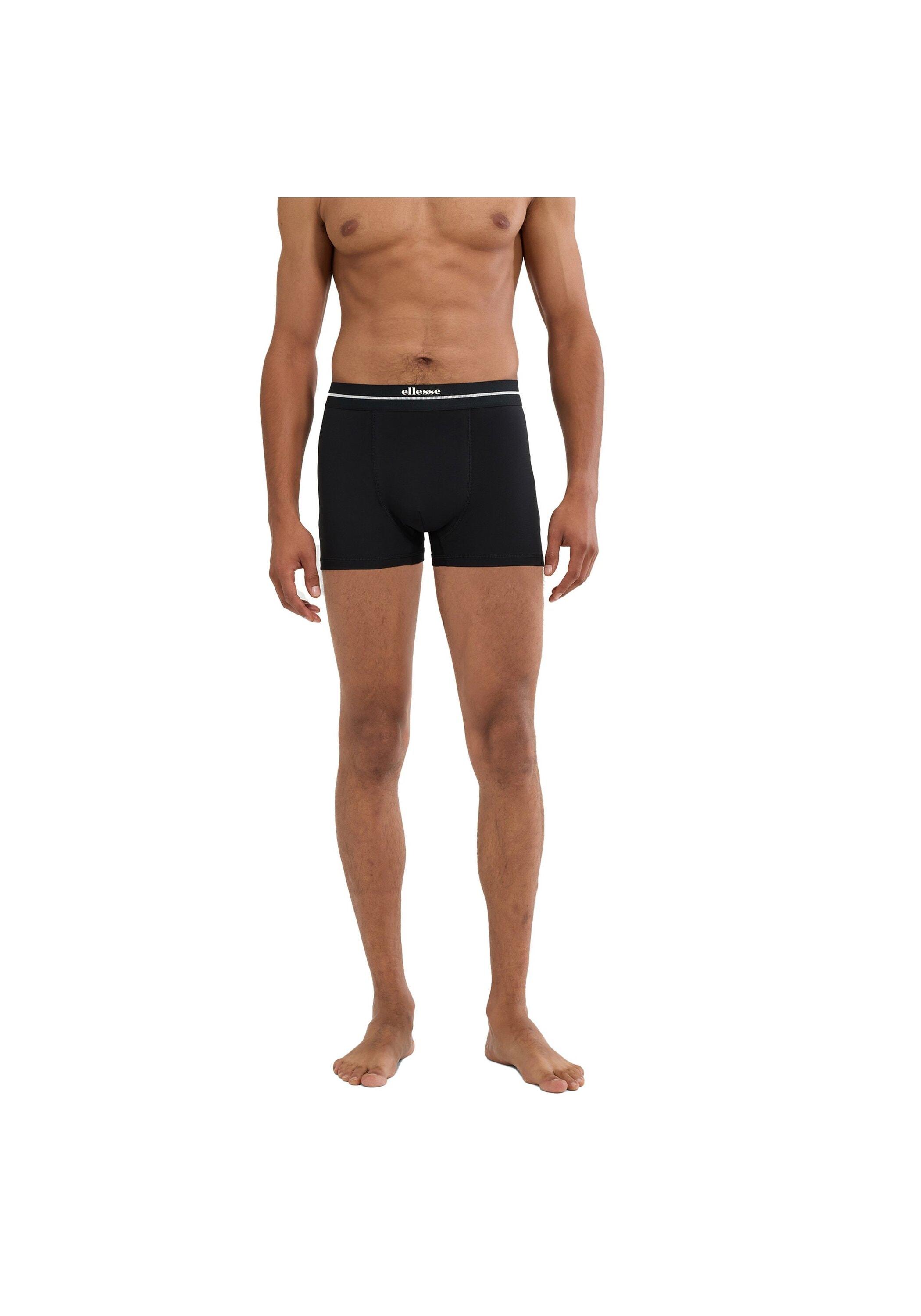 Boxershorts Ellesse "Boxershort Ambria Trunks 3Er Pack", Herren, Gr. M, Bunt (Schwarz, Weiß, Grau), Obermaterial: 95% Polyester Pes. 5% Elasthan El., Unterhosen