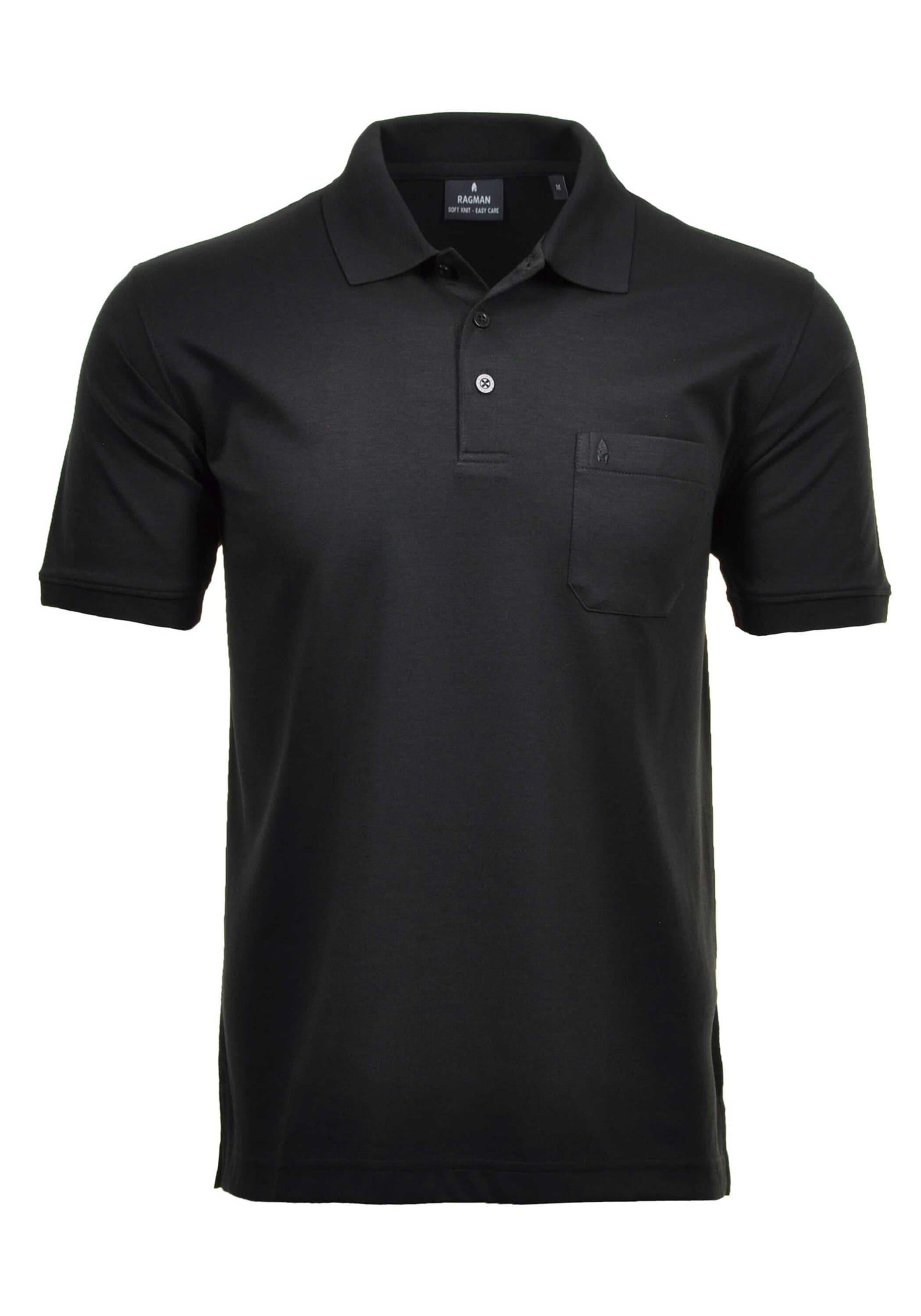 Poloshirt Ragman "Poloshirt Softknit-Polo", Herren, Gr. 3XL, Schwarz, Obermaterial: 70% Baumwolle Co. 30% Polyester Pes., Shirts