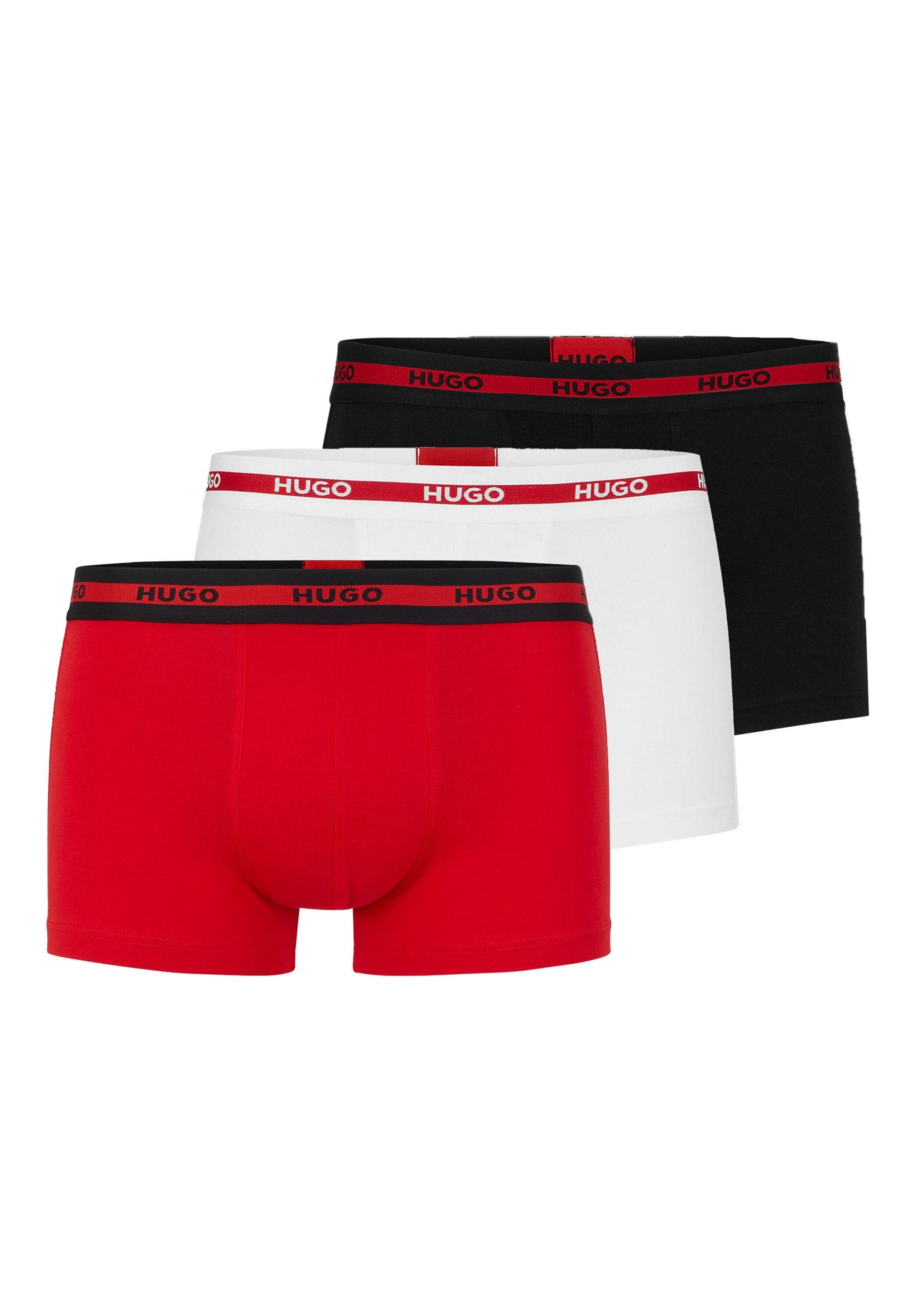 Boxershorts Hugo "Boxershort Trunk Triplet Planet 3Er Pack", Herren, Gr. Xl, Bunt (Schwarz, Rot, Weiß), Obermaterial: 95% Baumwolle Co. 5% Elasthan El., Unterhosen