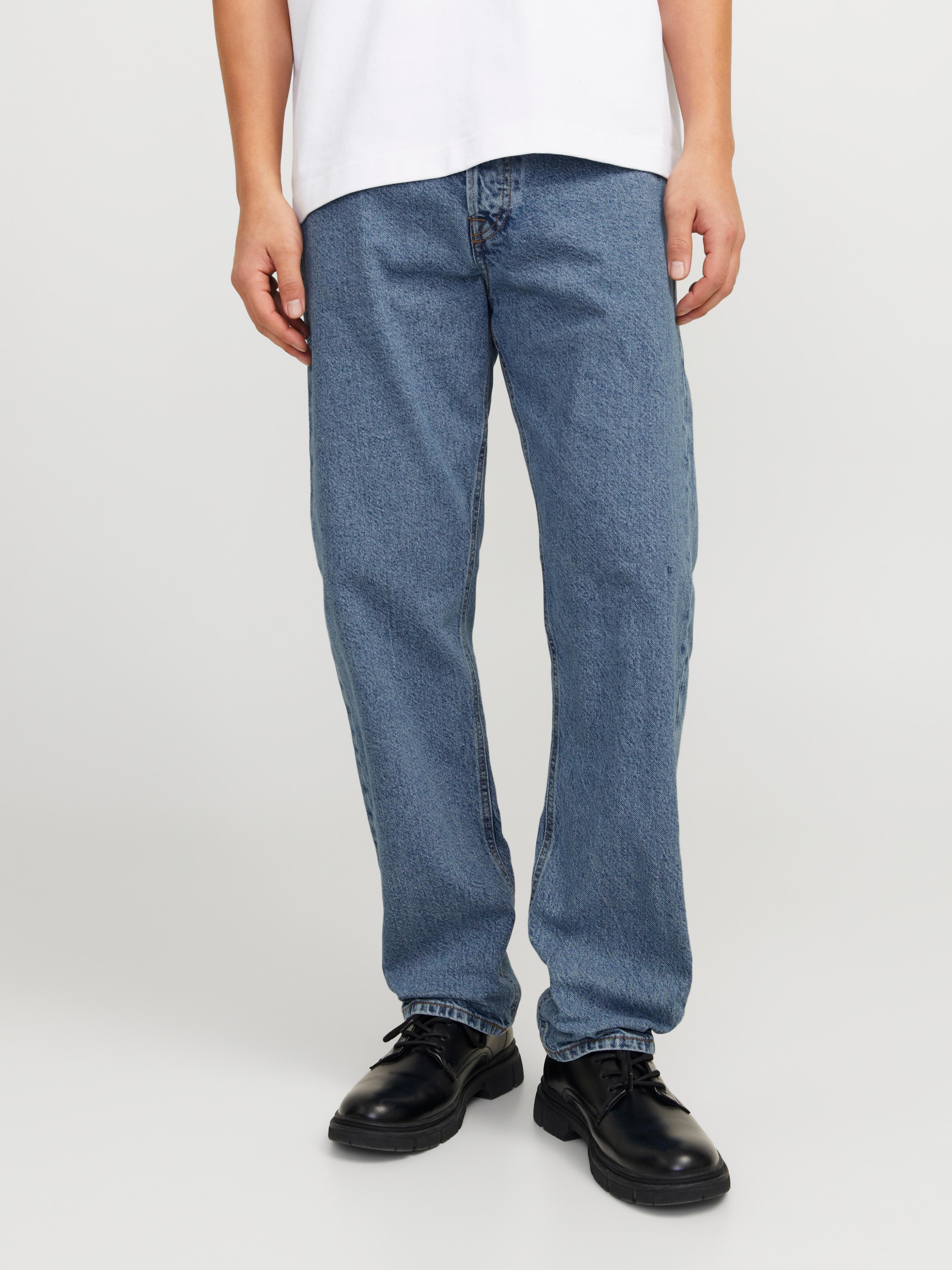 Relax-Fit-Jeans Jack & Jones "Jjichris Jjoriginal Sq 735 Ln", Herren, Gr. 33, LäNge 32, Blau Denim, Denim/Jeans, Obermaterial: 100% Baumwolle, Abriebeffekte, Regular Fit Normal, Jeans