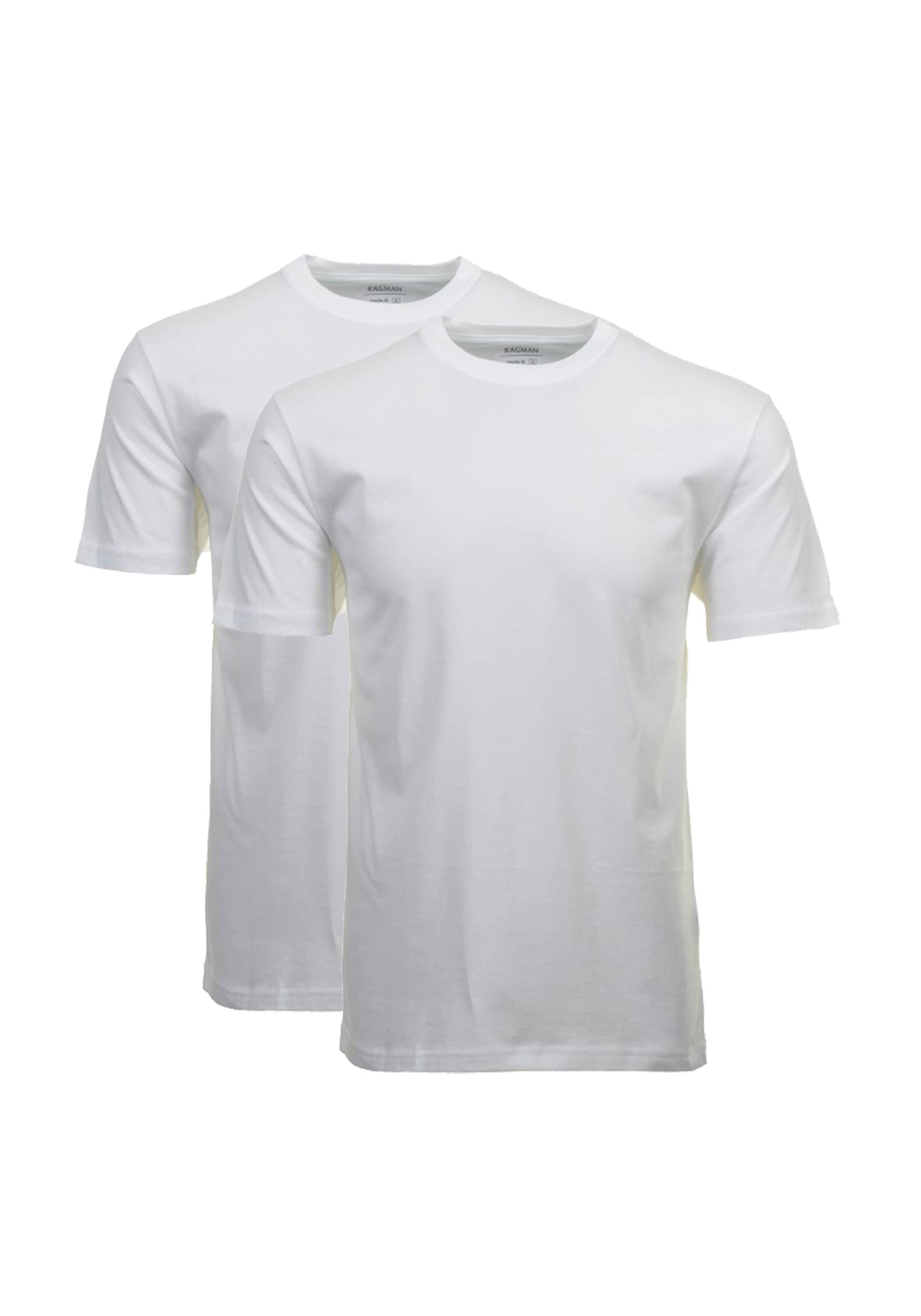 T-Shirt Ragman "T-Shirt 2Er Pack", Herren, Gr. S, Weiß, Obermaterial: 100% Baumwolle Co., Shirts T-Shirt
