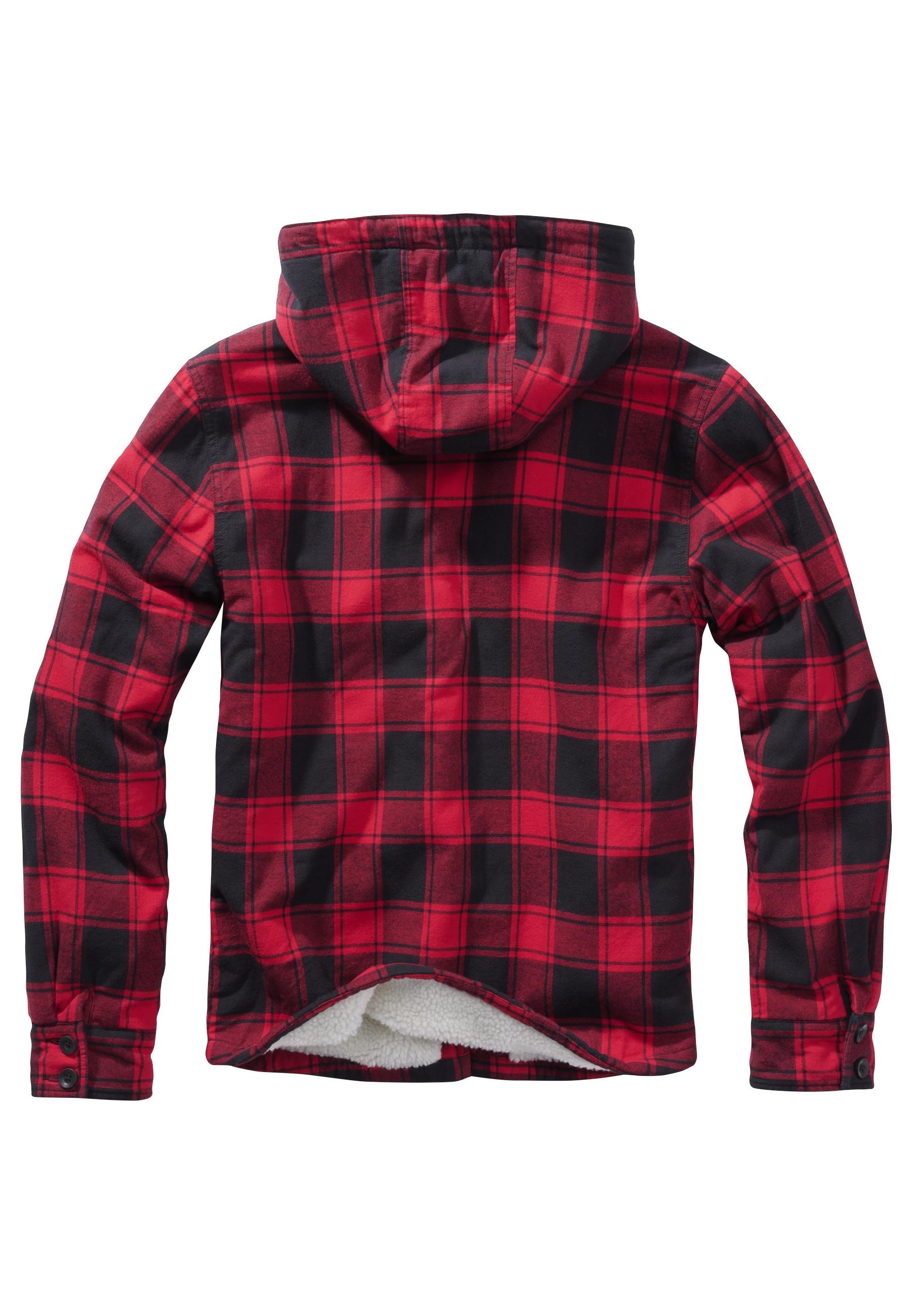Anorak Brandit "Brandit Herren Lumberjacket Hooded", Herren, Gr. 3XL, Rot (Rot, Schwarz), 100% Baumwolle, Kariert, Normal, Ohne Ausschnitt, Jacken