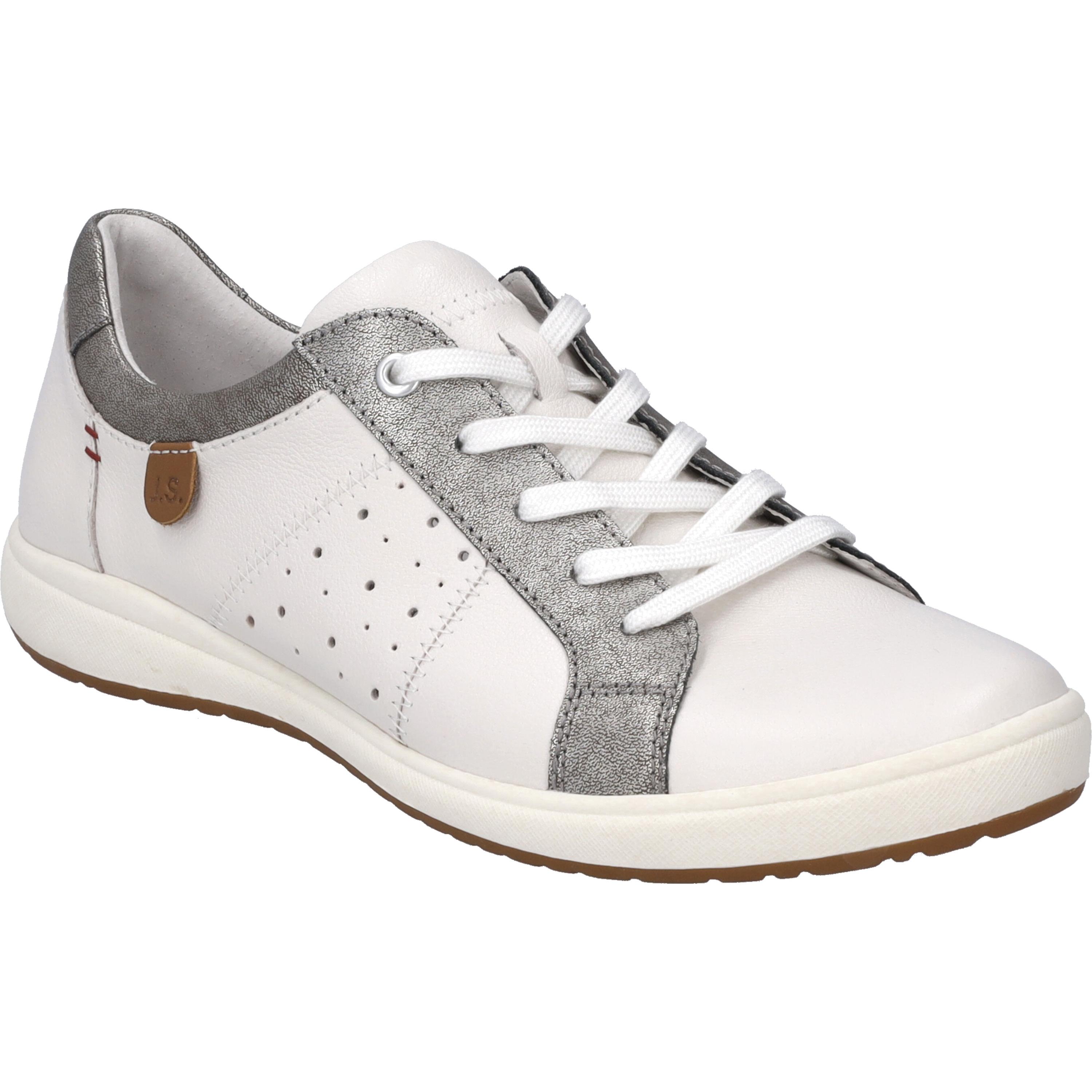 Sneaker Josef Seibel "Caren 38, Platin-Kombi", Damen, Gr. 41, Grau (Platin, Kombi), Obermaterial: 100% Rindsleder Leather Cow., Schuhe Sneaker