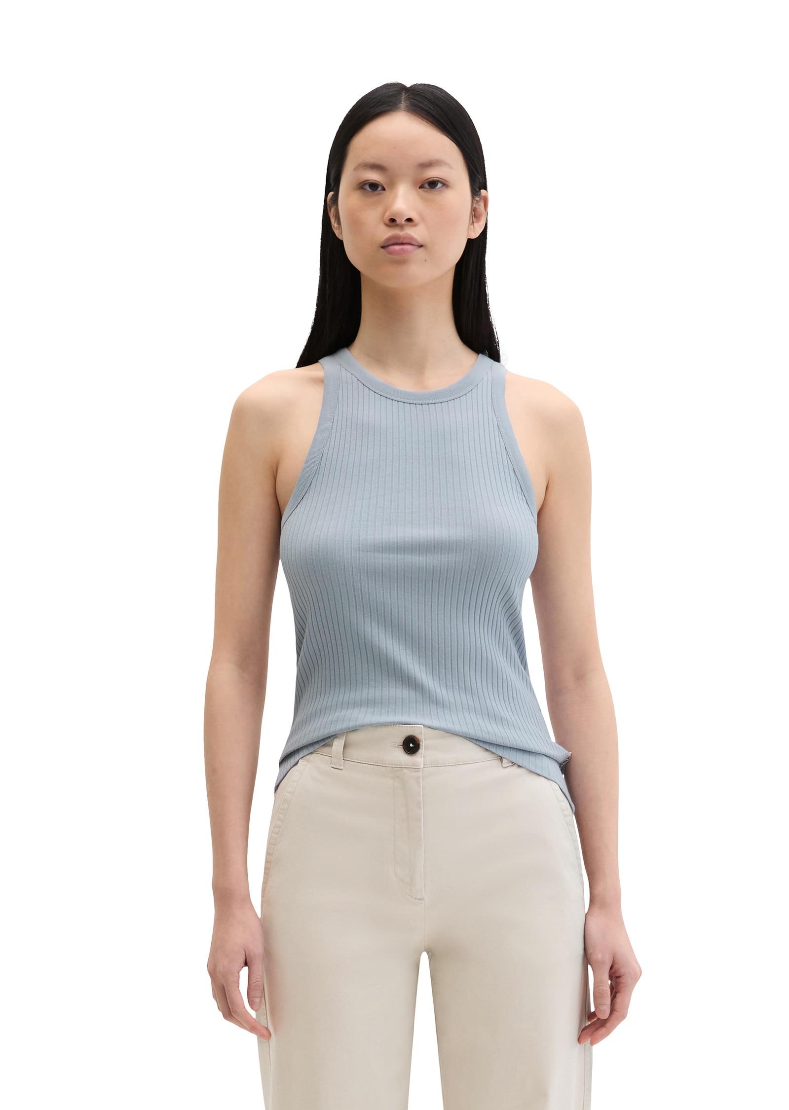 T-Shirt Marc O'Polo "Mit Tencel™ Modal", Damen, Gr. Xl, Blau (Grau Horizon), Obermaterial: 58% Baumwolle, 38% Modal, 4% Elasthan, Unifarben, Slim Fit, Rundhals, Shirts T-Shirt