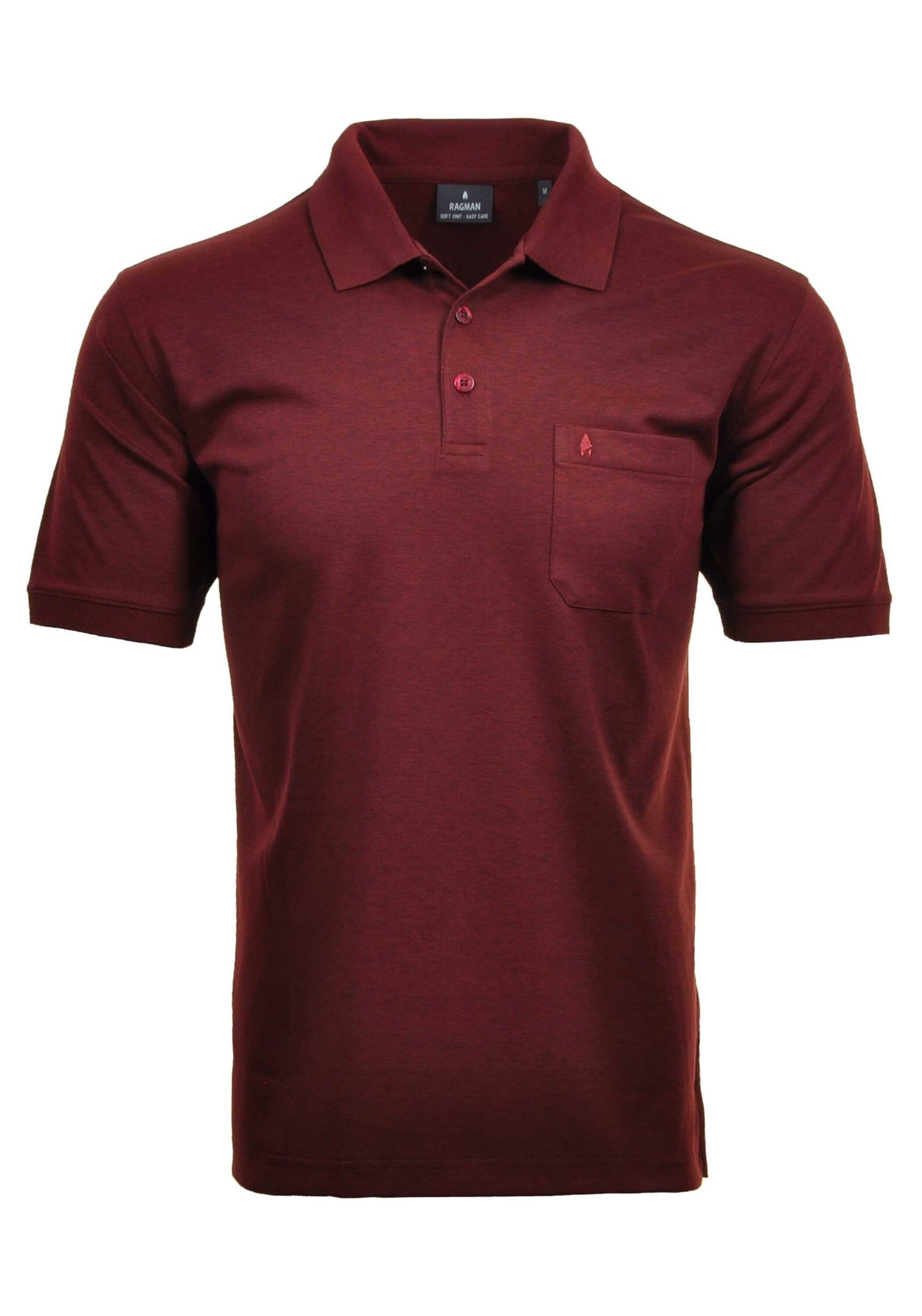 Poloshirt Ragman "Poloshirt Softknit-Polo", Herren, Gr. 3XL, Rot, Obermaterial: 70% Baumwolle Co. 30% Polyester Pes., Shirts