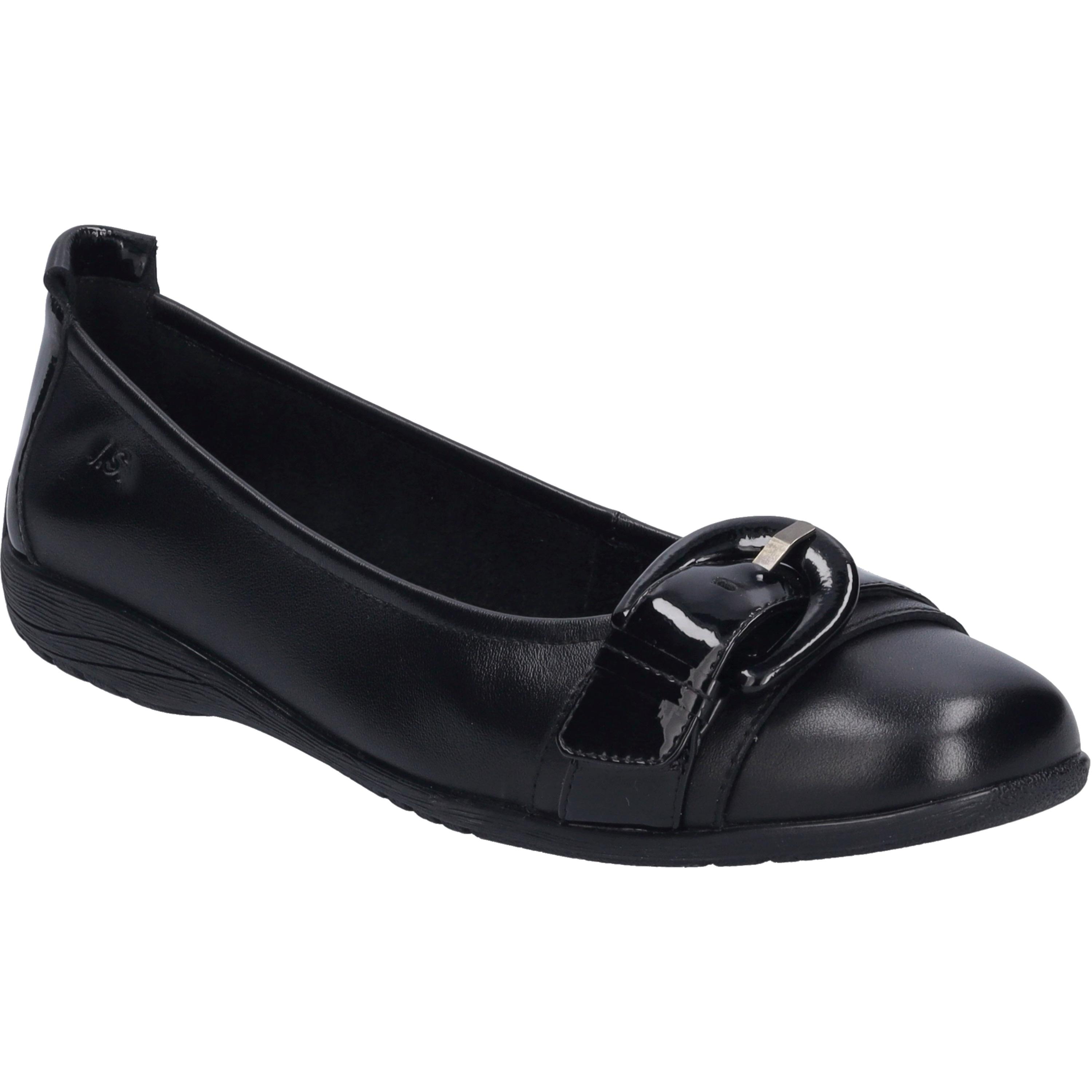 Ballerina Josef Seibel "Fenja 23, Black-Black", Damen, Gr. 39, Schwarz (Schwarz, Schwarz), Obermaterial: 100% Rindsleder Leather Cow., Schuhe Ballerina
