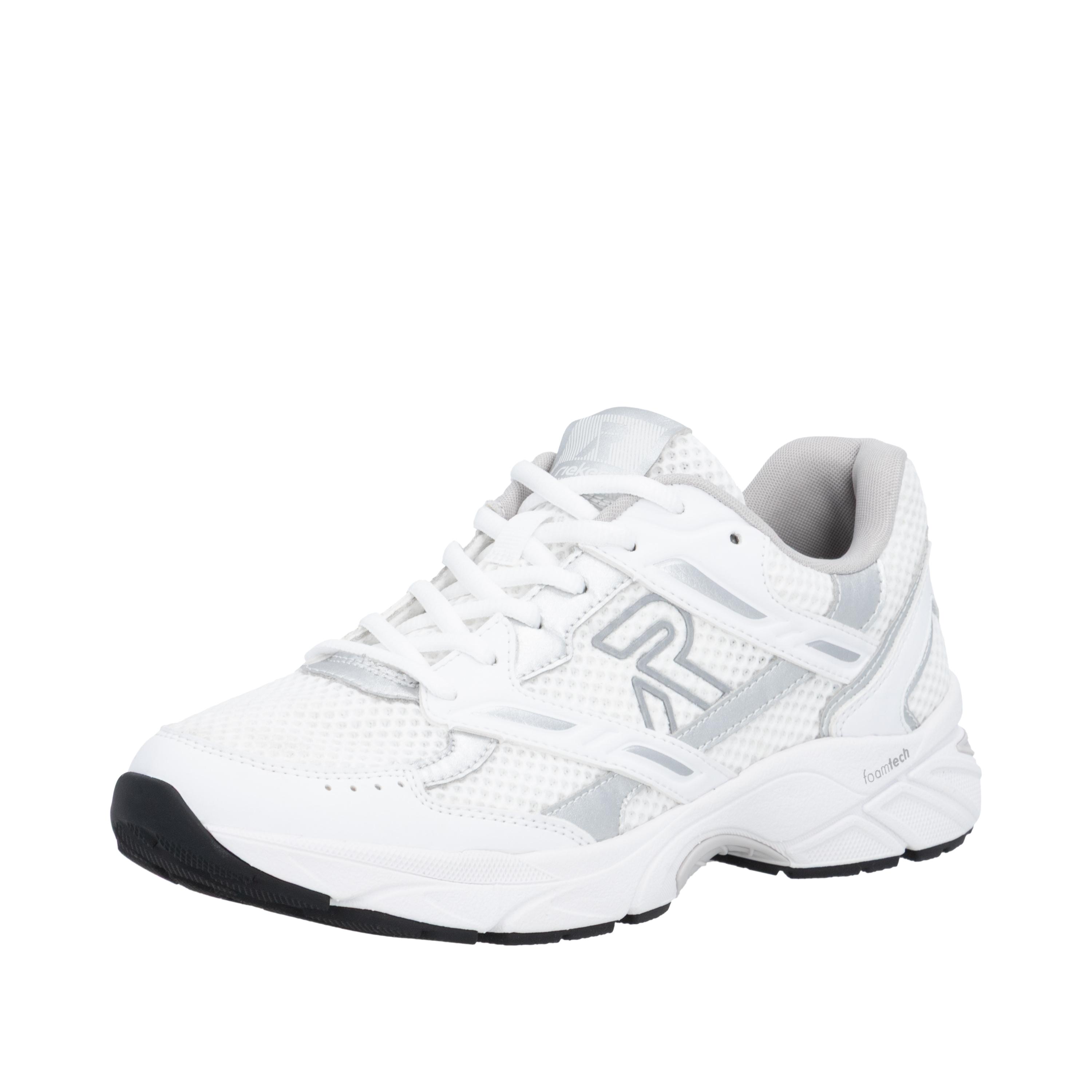Sneaker Rieker Sport, Damen, Gr. 41, Weiß, Silberfarben, Lederimitat, Textil, Unifarben Mit Farbeinsatz, Schuhe Sneaker, SchnüRschuh, Halbschuh, Freizeitsneaker Mit Memory-Schaum