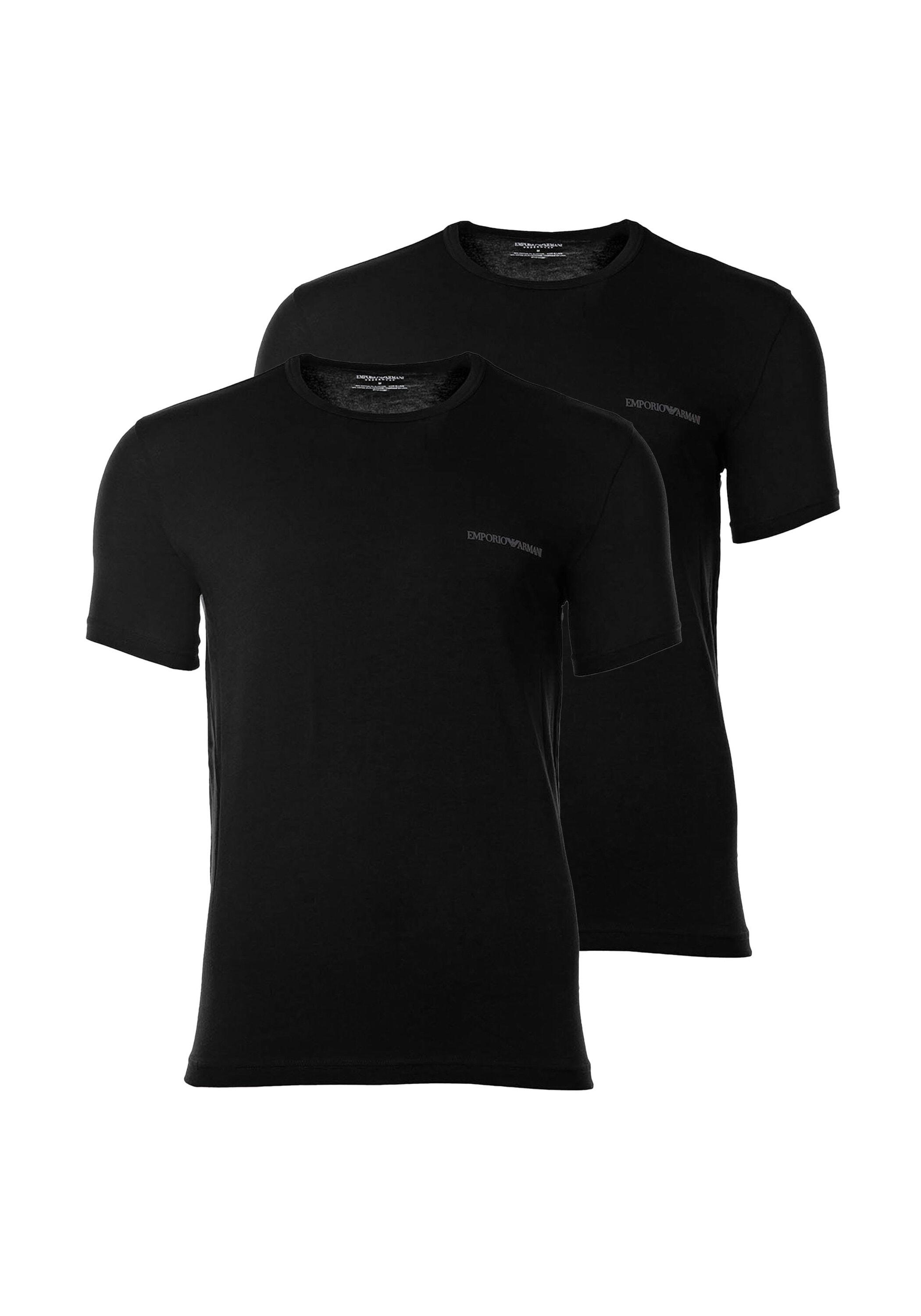 T-Shirt Emporio Armani "T-Shirt Pure Cotton 2Er Pack", Herren, Gr. M, Schwarz, Obermaterial: 100% Baumwolle Co., Shirts T-Shirt