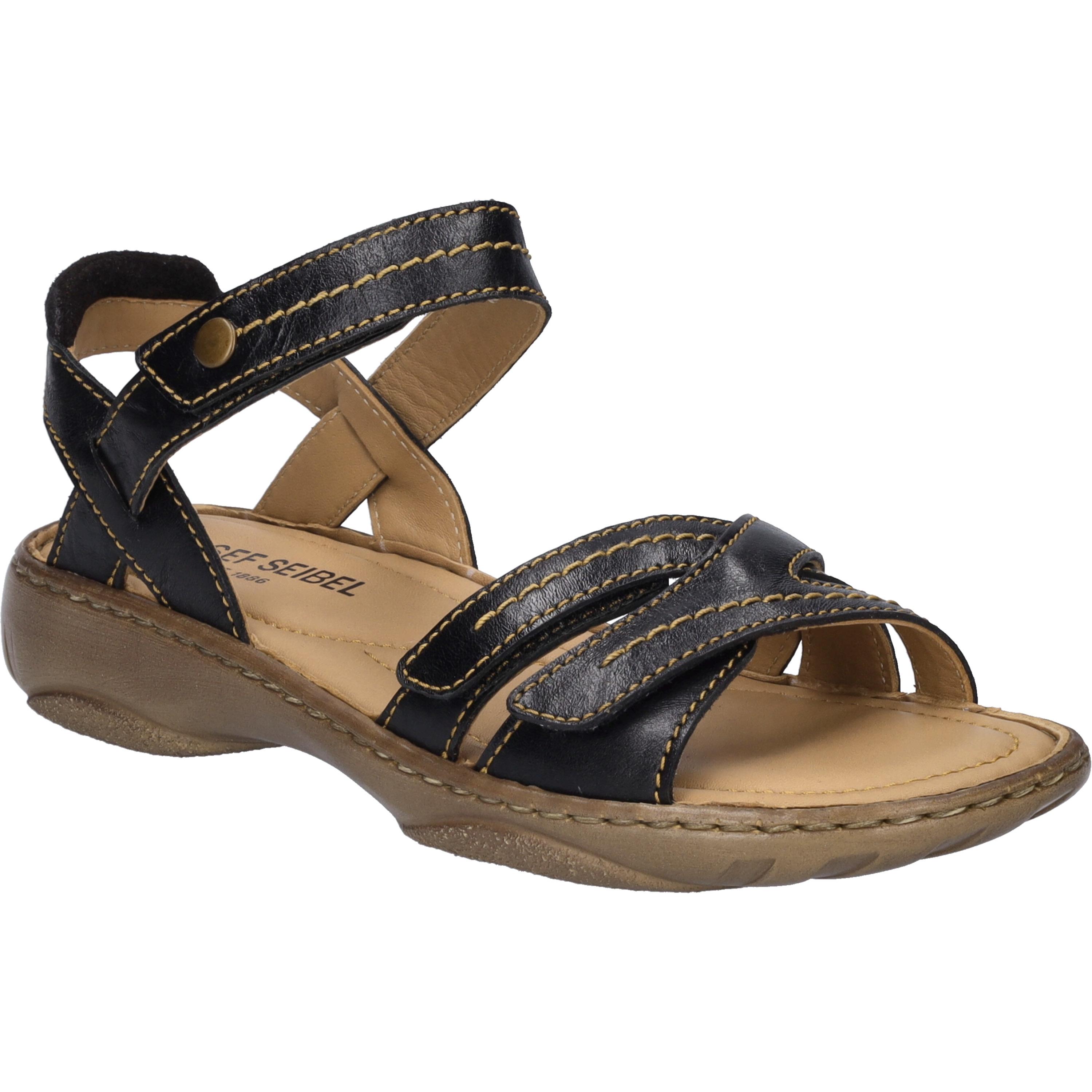 Sandale Josef Seibel "Debra 62, Schwarz", Damen, Gr. 38, Schwarz, Obermaterial: 100% Rindsleder Leather Cow., Schuhe Sandale