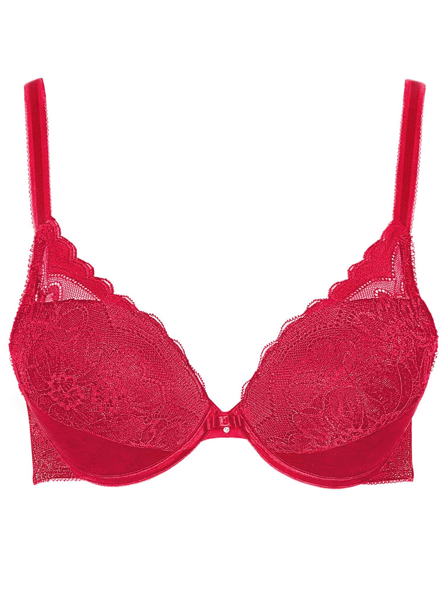 Push-Up-Bh Lisca "Push Up Bh Evelyn", Damen, Gr. 85, Cup B, Rot, Spitze, Obermaterial: 82% Polyamid Pa. 18% Elasthan El., Bhs Push-Up-Bh