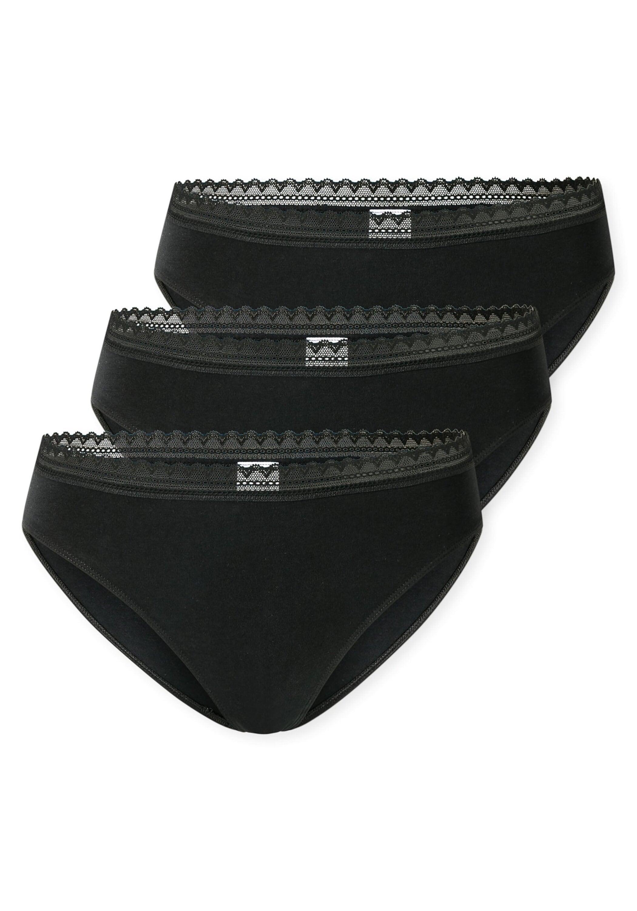 Slip Schiesser "Slip 3Er Pack", Damen, Gr. L, Schwarz, Obermaterial: 95% Baumwolle Co. 5% Elasthan El., Unterhosen Slip