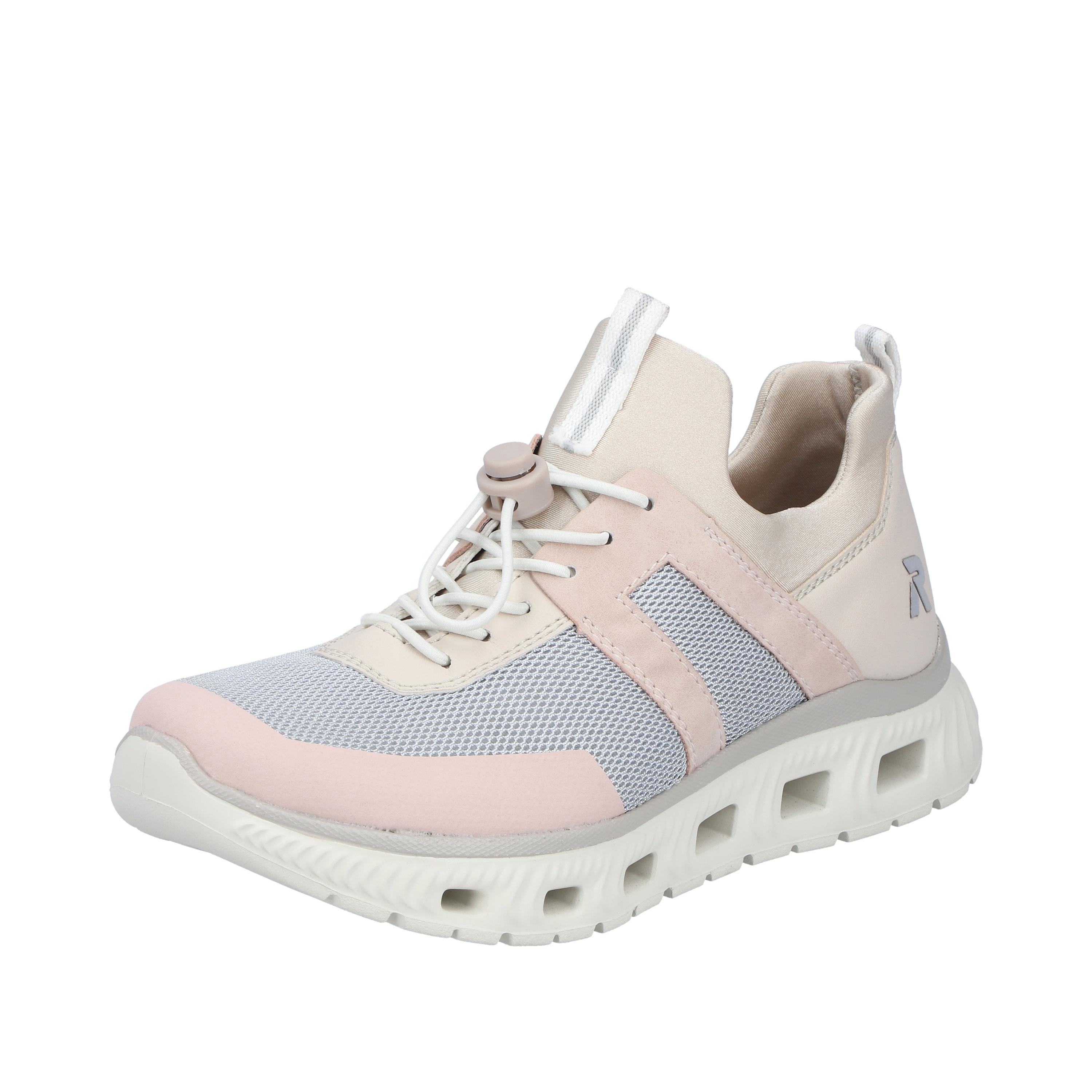 Slip-On Sneaker Rieker Sport, Damen, Gr. 39, Rosé, Creme, Lederimitat, Textil, Schuhe Sneaker, Sportschuh, Halbschuh, Freizeitschuh In Veganer Verarbeitung