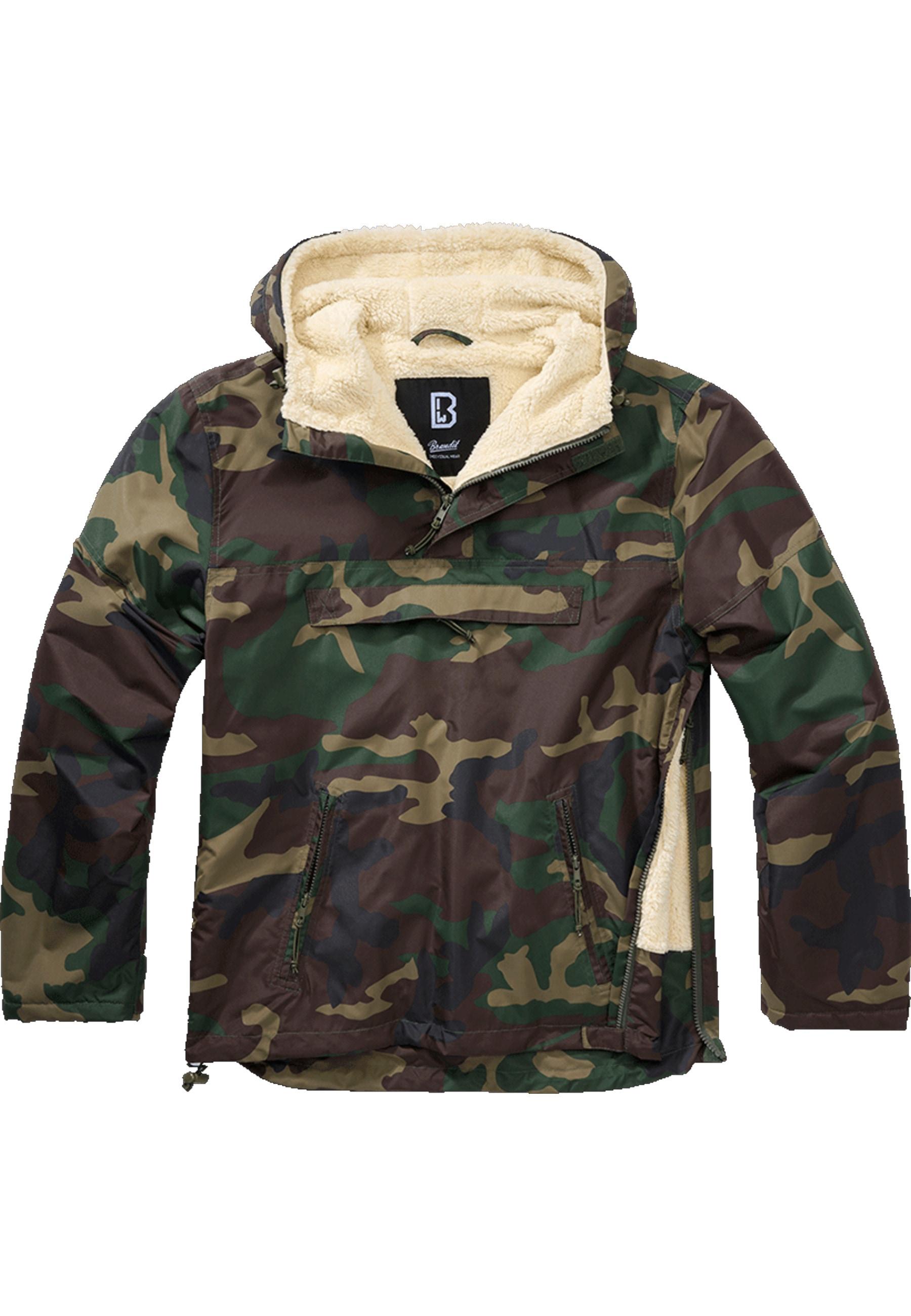 Allwetterjacke Brandit "Brandit Herren Windbreaker Sherpa", Herren, Gr. L, GrüN (Woodland), 80% Elastodien, 20% Polyester, Mehrfarbig, Normal, Ohne Ausschnitt, Jacken