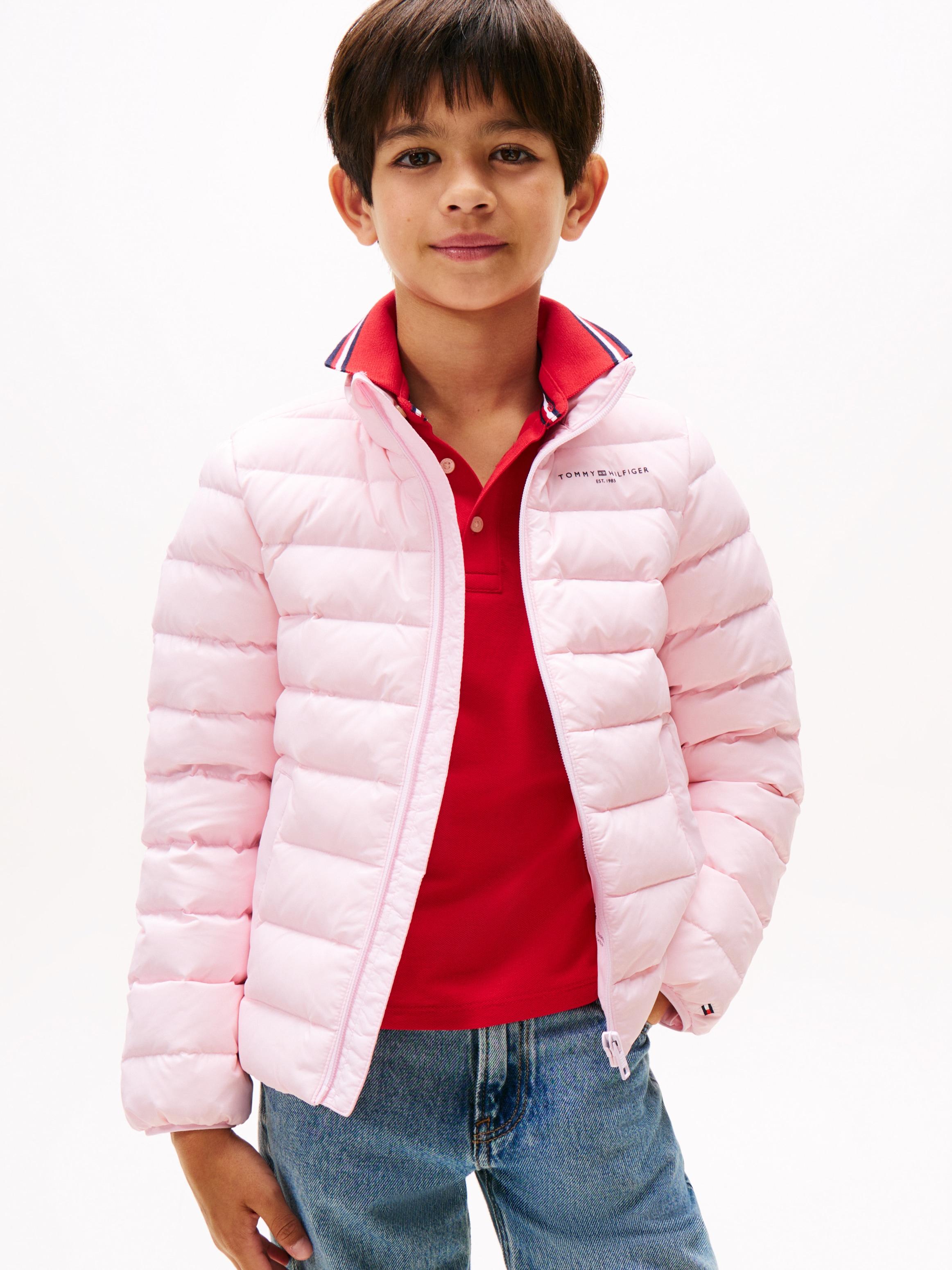 Steppjacke TOMMY HILFIGER "ESSENTIAL LIGHT DOWN JACKET", Mädchen, Gr. 16 (176), rosa (light pink), Web, Obermaterial: 100% Polyamid, unifarben, regular fit hüftbedeckend, eingefasste Kante, Jacken Steppjacke, für Kinder bis 16 Jahre, Logodruck auf der Brust