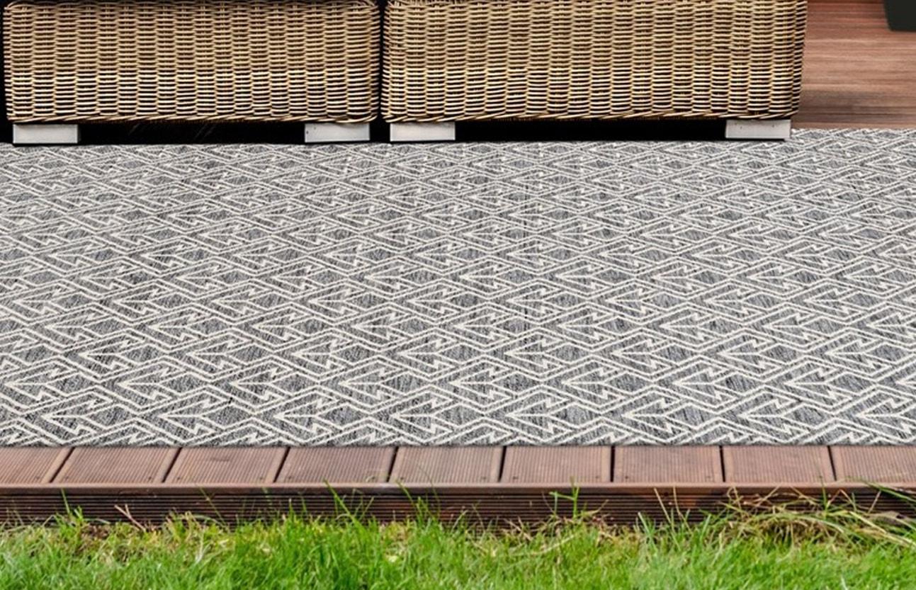 Teppich MY HOME "Alessia" Gr. 4, grau (grau, creme), B:160cm H:10mm L:230cm, Kunstfaser, Teppiche, Teppich, wetterfest, Wohnzimmer