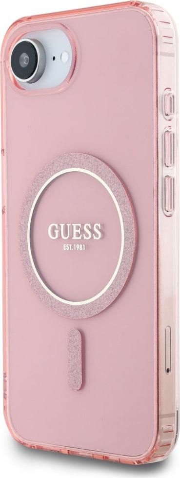 Etui Guess Iml Glitter Circle Magsafe Do Iphone 16E RóżOwy