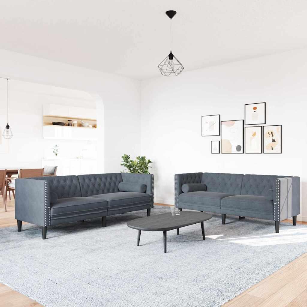 Vidaxl Set Divano Dunkelgrau Samt