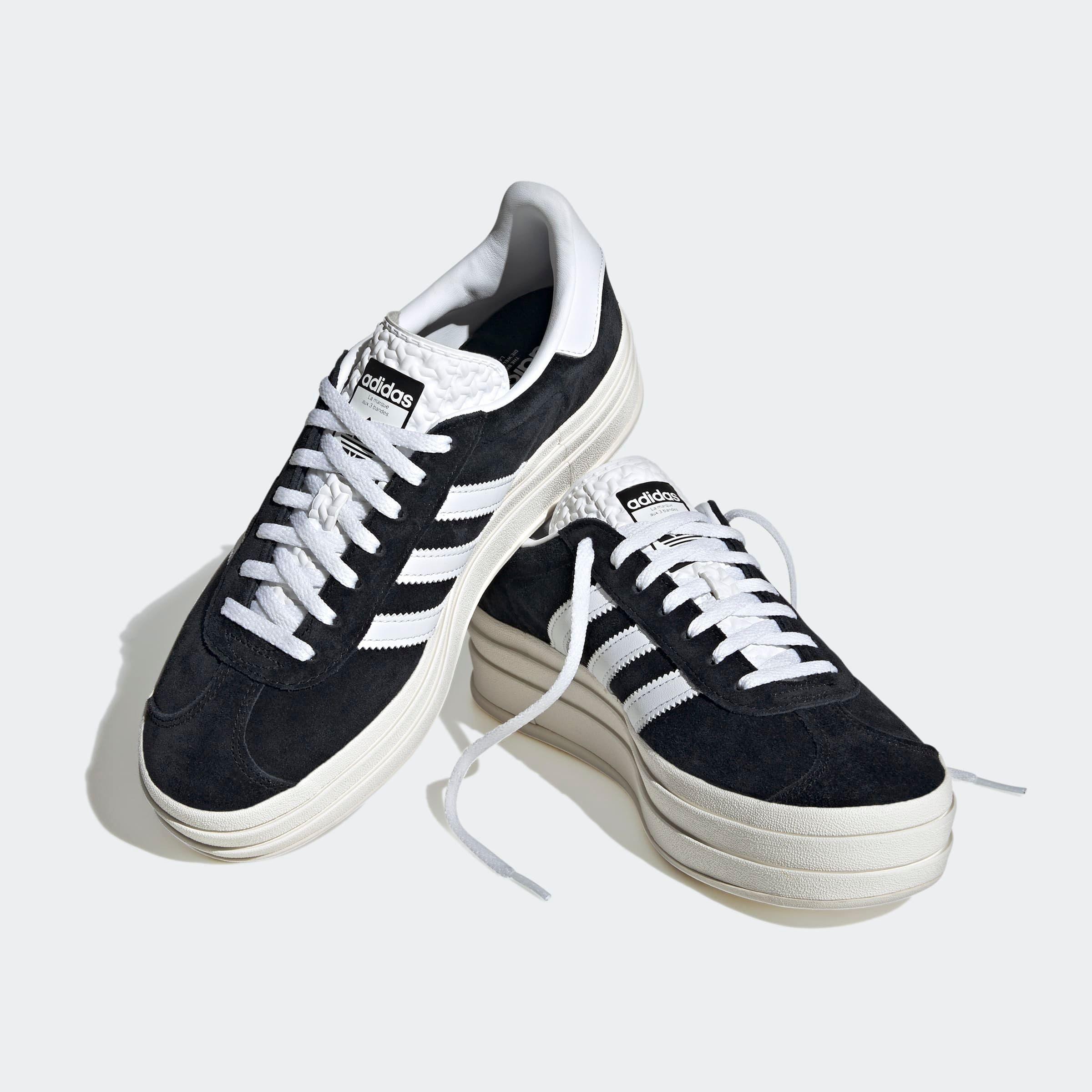 Sneaker Adidas Originals "Gazelle Bold", Damen, Gr. 40, Schwarz-Weiß (Core Schwarz, Cloud Weiß, Core Weiß), Leder, Synthetik, Schuhe Sneaker