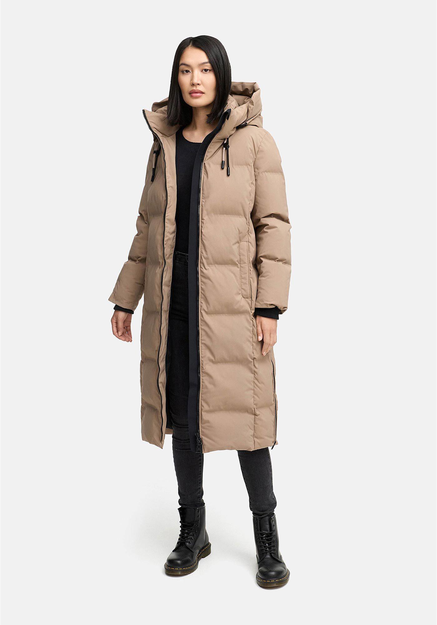 Winterjacke Marikoo "Tikoraa", Damen, Gr. L, Taupe Grau, Obermaterial: 100% Polyester. Futter: 100% Polyester. Wattierung: 100% Polyester. ÄRmelfutter: 100% Polyester, Jacken Winterjacke, Mit Extra Langem Schnitt Und Hohem Kragen