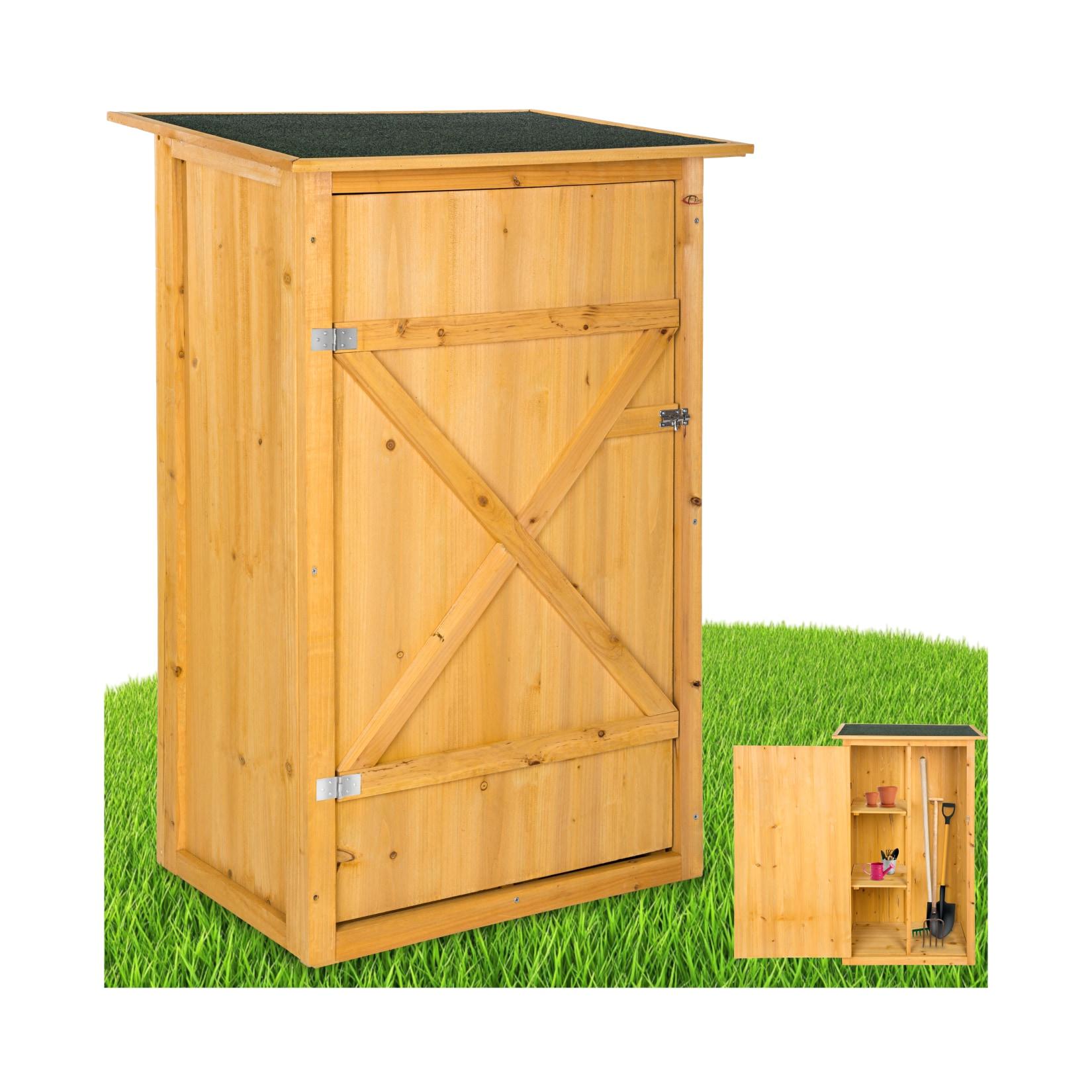 tectake® Gartenschrank mit Flachdach, aus imprägniertem Nadelholz, Dachpappe aus Bitumen, 75 x 56 x 118 cm