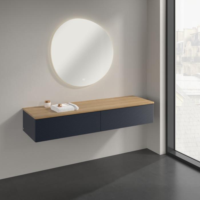 Villeroy und Boch Antao Sideboard K42101HG 160x26,8x50cm, Waschbeckenplattenfarbe honey oak, midnight blue matt lacquer