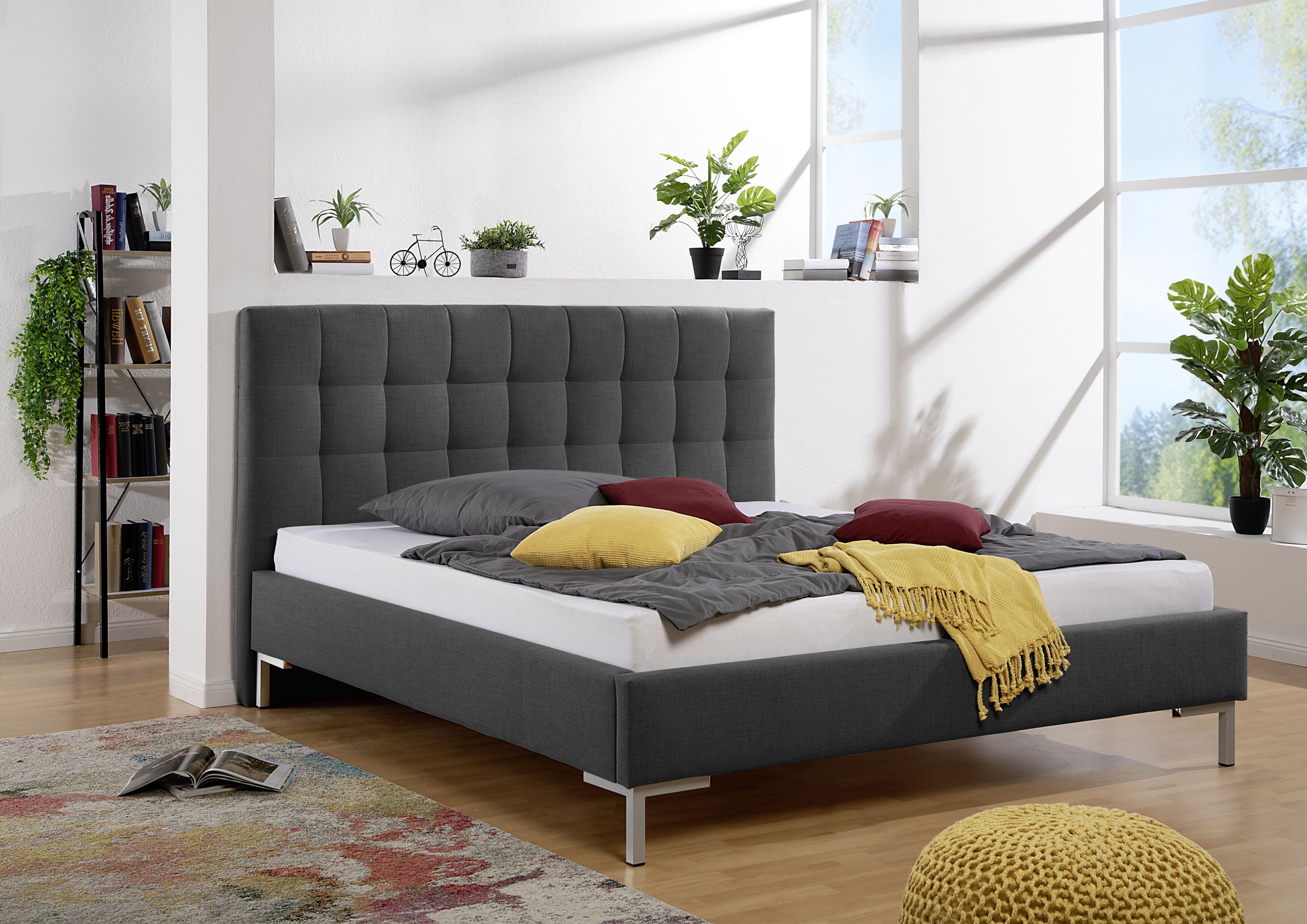 Polsterbett MAINTAL, grau (anthrazit), B:213cm H:117cm L:210cm, Betten, Polsterbett, Bettseiten zerlegt, ohne Bettkasten