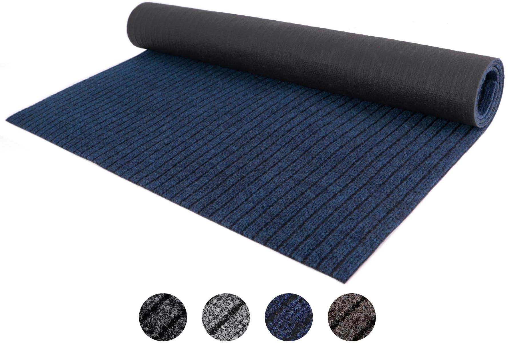 Läufer "Schmutzfangläufer ATLAS, Made in Belgium", blau, B:200cm H:7mm L:1.050cm, Polypropylen (PP), PRIMAFLOR-IDEEN IN TEXTIL, Teppiche, Läufer, Schmutzfangmatte, meliert gesteift, strapazierfähig, rutschhemmend