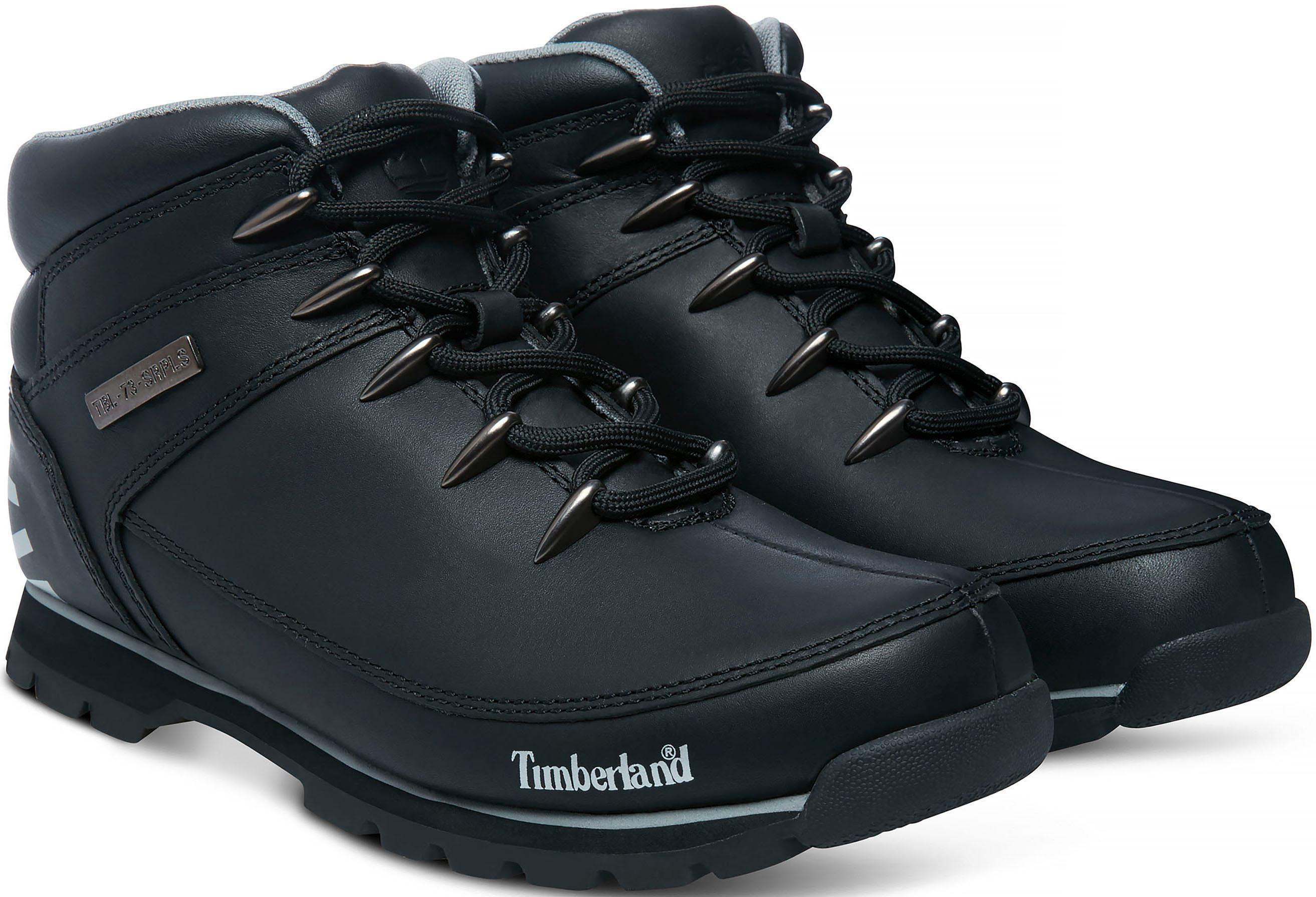 Schnürboots TIMBERLAND "EURO SPRINTMID LACE UP BOOT", Herren, Gr. 45, schwarz (schwarz, full, grain), Leder, Schuhe Schnürboots, Winterstiefel, Schnürstiefel, Winterschuhe