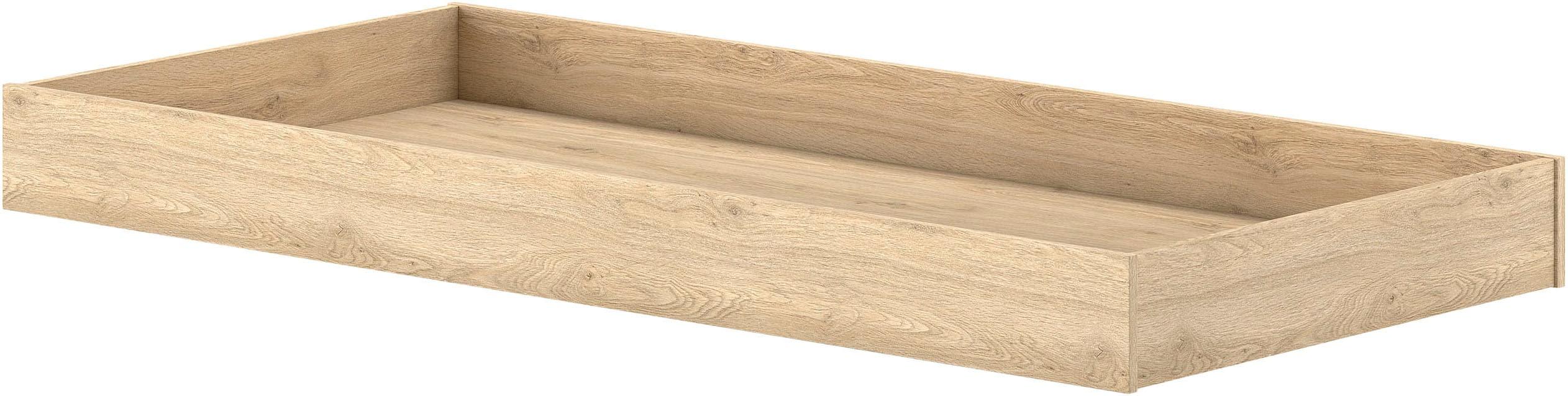 Einzelbett VIPACK "SAM auf Rollen, einfach bedienbar, bietet zusätzlich Stauraum", eiche dekor, B:198,5cm H:18,5cm, Betten, Einzelbett, Innenmaß für Matratze B:190xH:12xT:90cm, Bodenplatte geschlossen