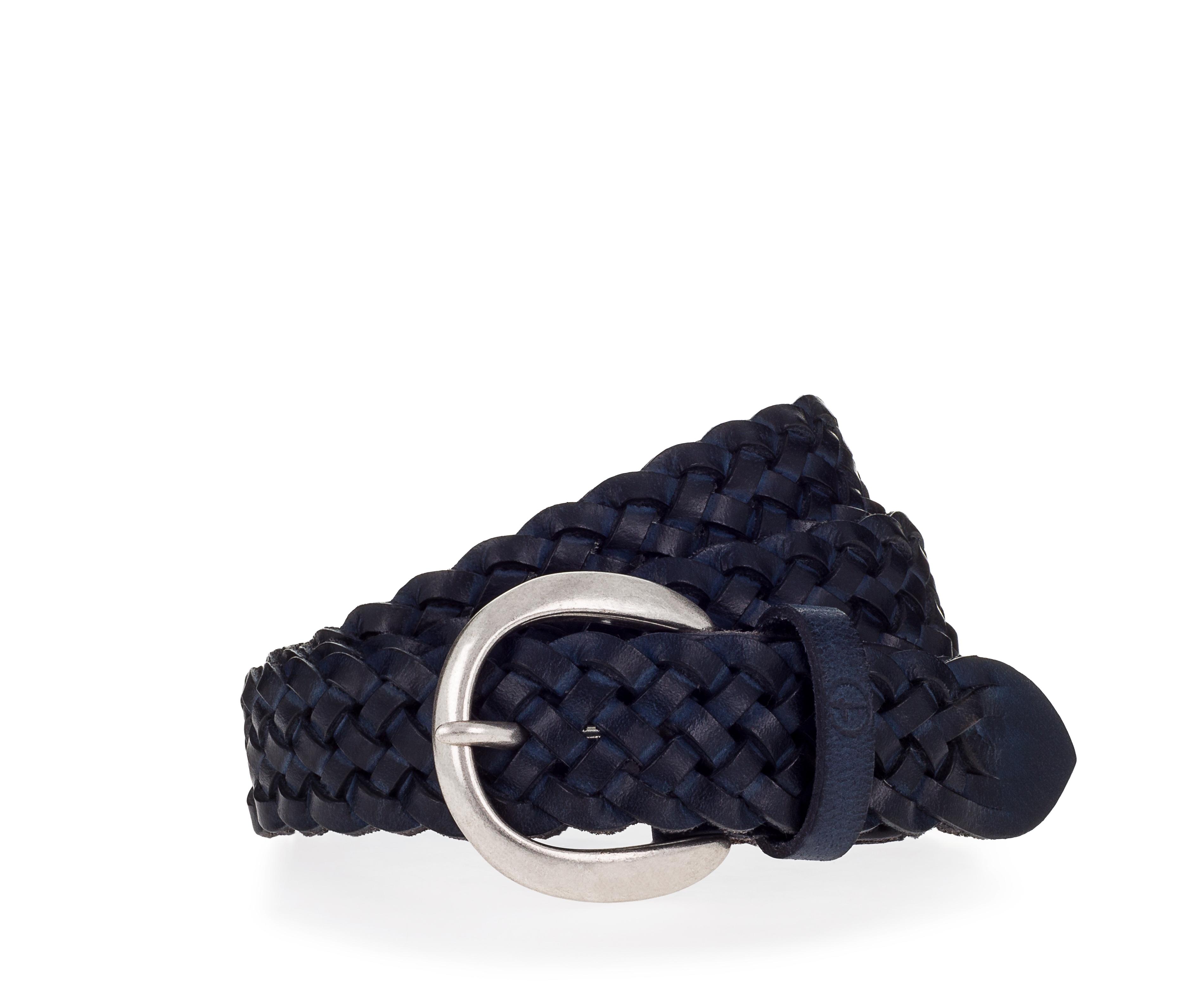 Flechtgürtel TAMARIS, Damen, Gr. 120, blau (navy), Rindsleder, Flechtoptik, unifarben, Gürtel Flechtgürtel, Individuell längenverstellbar, 3 cm breit