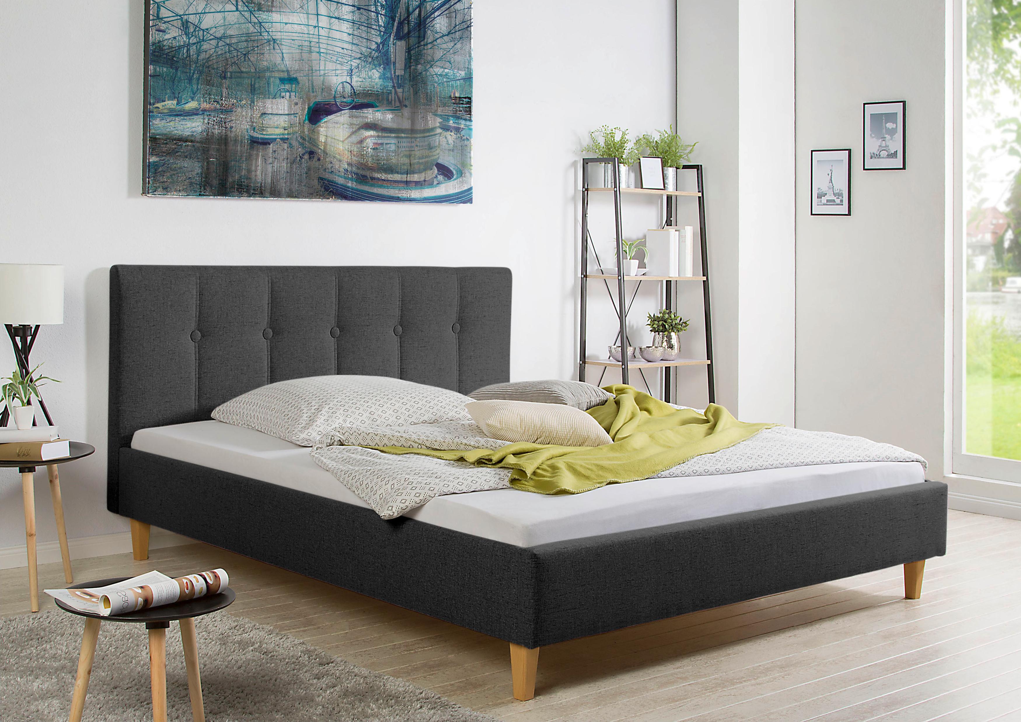 Polsterbett MAINTAL "Leesburg", grau (anthrazit), B:205cm H:99cm L:216cm, Betten, Polsterbett, Bettseiten zerlegt, ohne Bettkasten