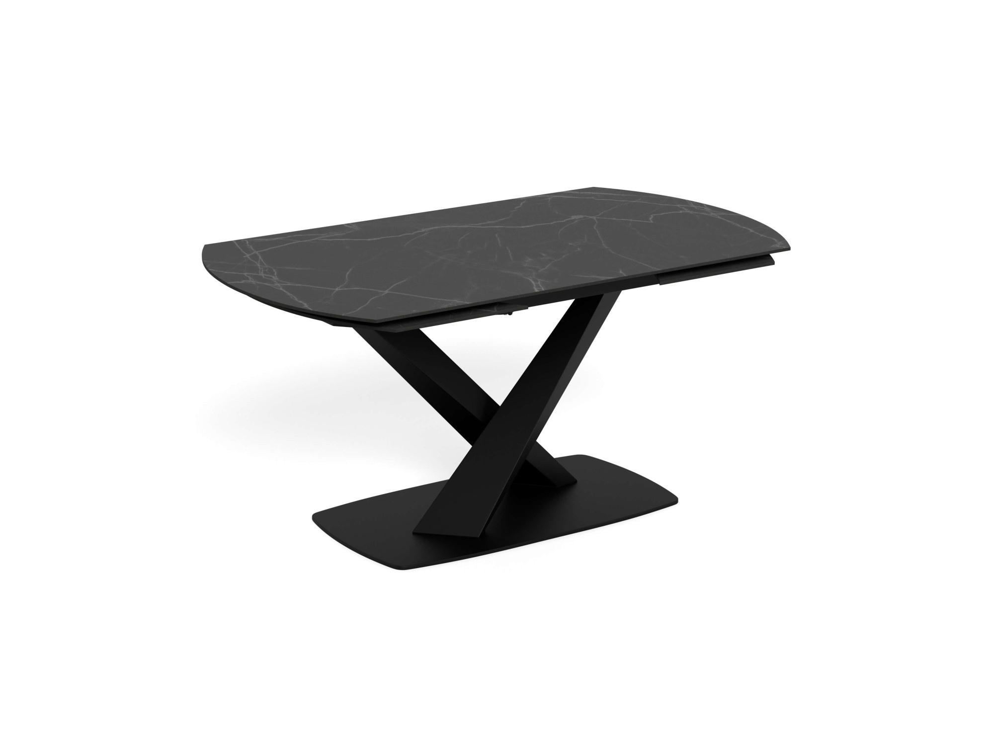 Esstisch ACTONA GROUP "Morellla, Speisetisch, Tisch", schwarz, matt schwarz, matt schwarz perla, B:240cm H:77cm T:90cm, Tische, Esstisch, Esstisch, Keramikplatte, oval, Drehfunktion, Stahlfuß, 6–8 Sitzplätze