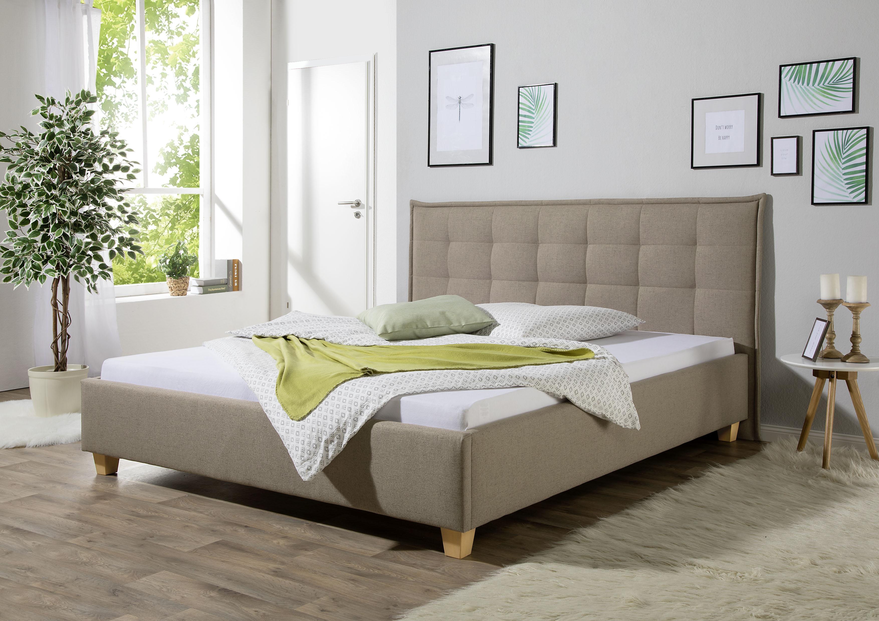 Polsterbett MAINTAL "Retlaw", braun (hellbraun), B:218cm H:105cm L:213cm, Betten, Polsterbett, Bettseiten zerlegt, ohne Bettkasten