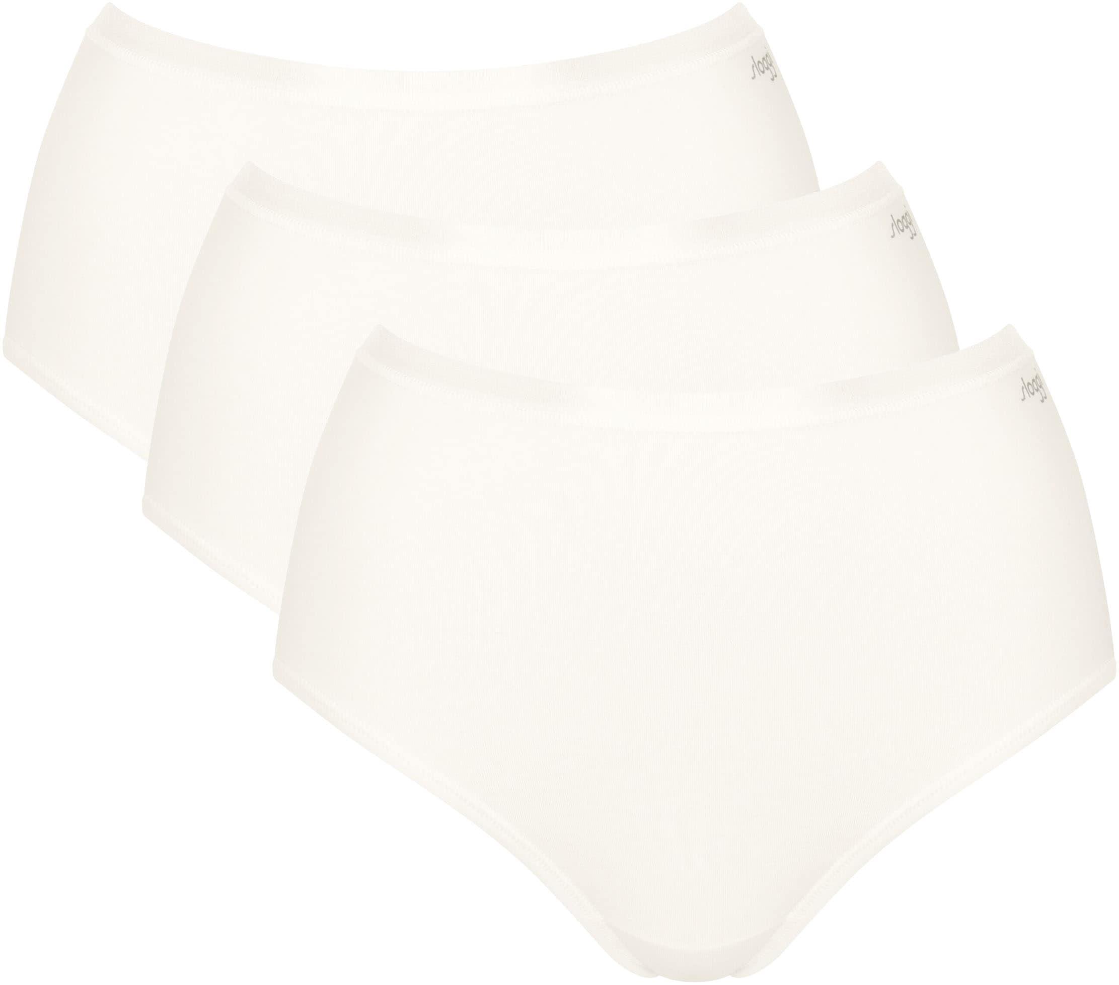 High-Waist-Slip SLOGGI "GO Daily Cotton", Damen, Gr. L, weiß (silk weiß), Single Jersey, Obermaterial: 95% Baumwolle, 5% Elasthan, unifarben, körpernah, Unterhosen High-Waist-Slip, Glanz-Effekt Details, hochgeschnittene Taille