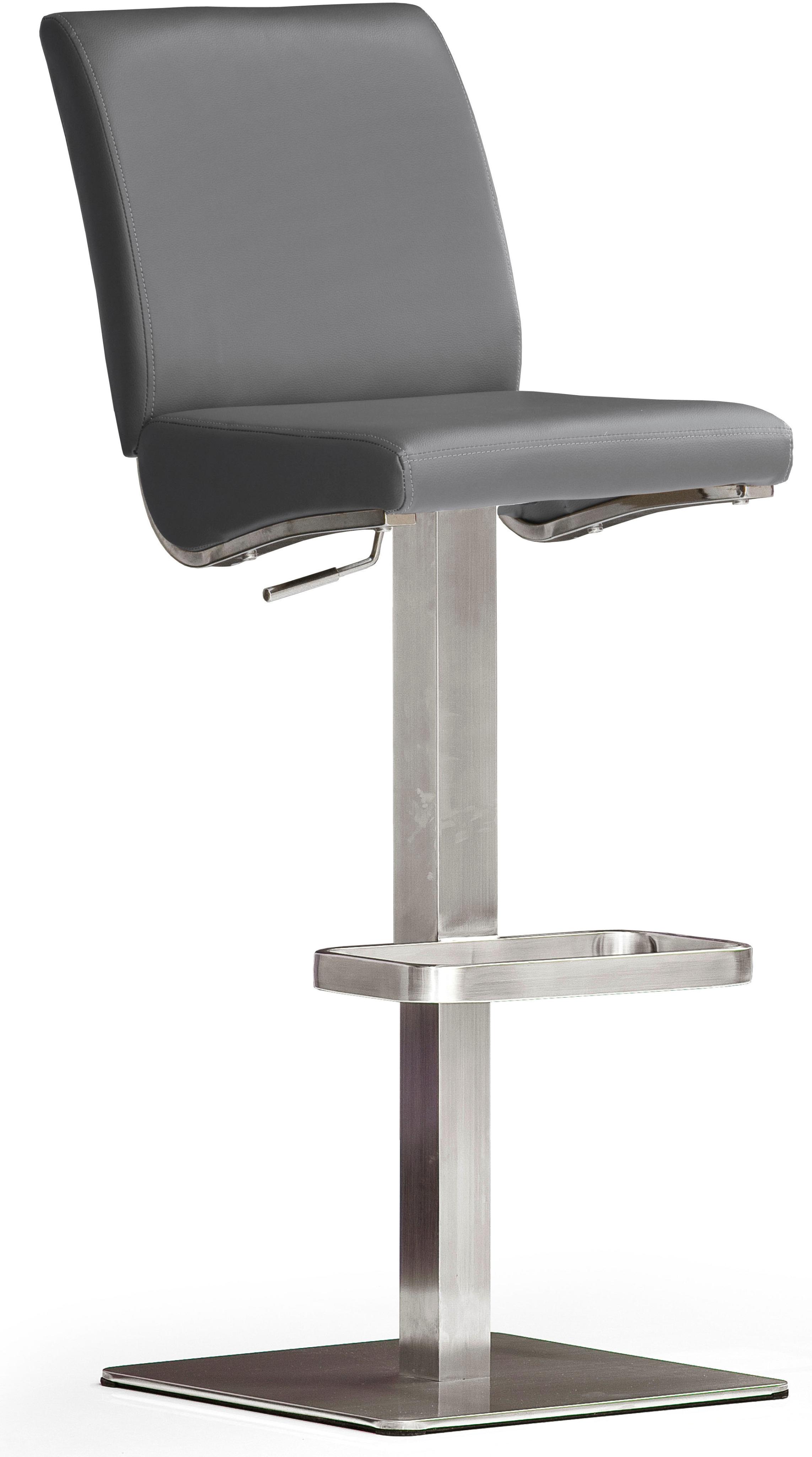 Bistrostuhl MCA FURNITURE "BARBECOOL Barhocker Bistrostuhl Tresenhocker", grau (grau, edelstahl gebürstet), B:40cm H:87cm T:50cm, Kunstleder, Stühle, Bistrostuhl, mit Rückenlehne, Bodenplatte eckig, 180 drehbar, Sitzhöhe von 55-80cm