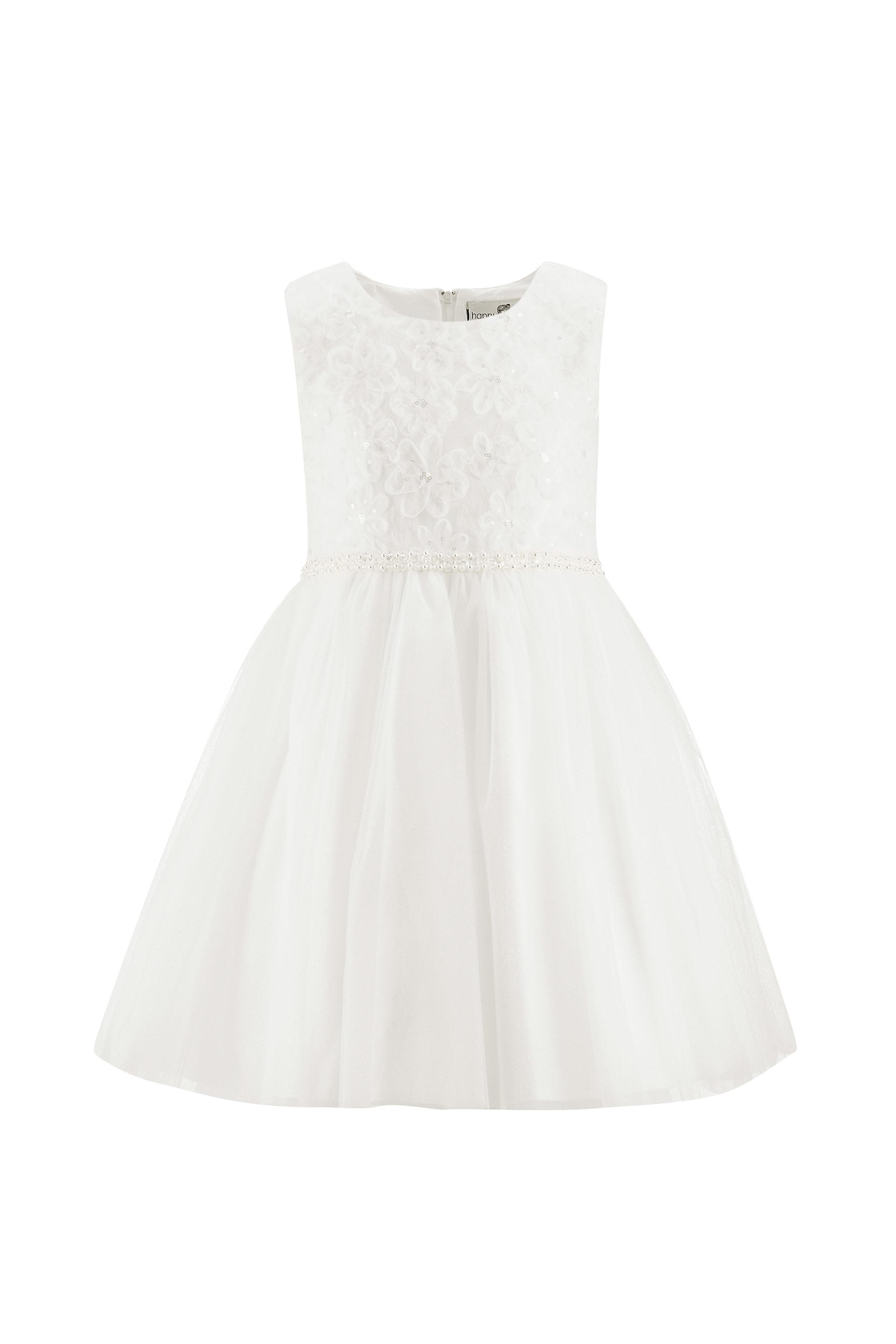 Sommerkleid HAPPY GIRLS "Mädchenkleid", Mädchen, Gr. 134, EURO-Größen, ecru, Stoff, 100% Polyester, normal, Kleider Sommerkleid