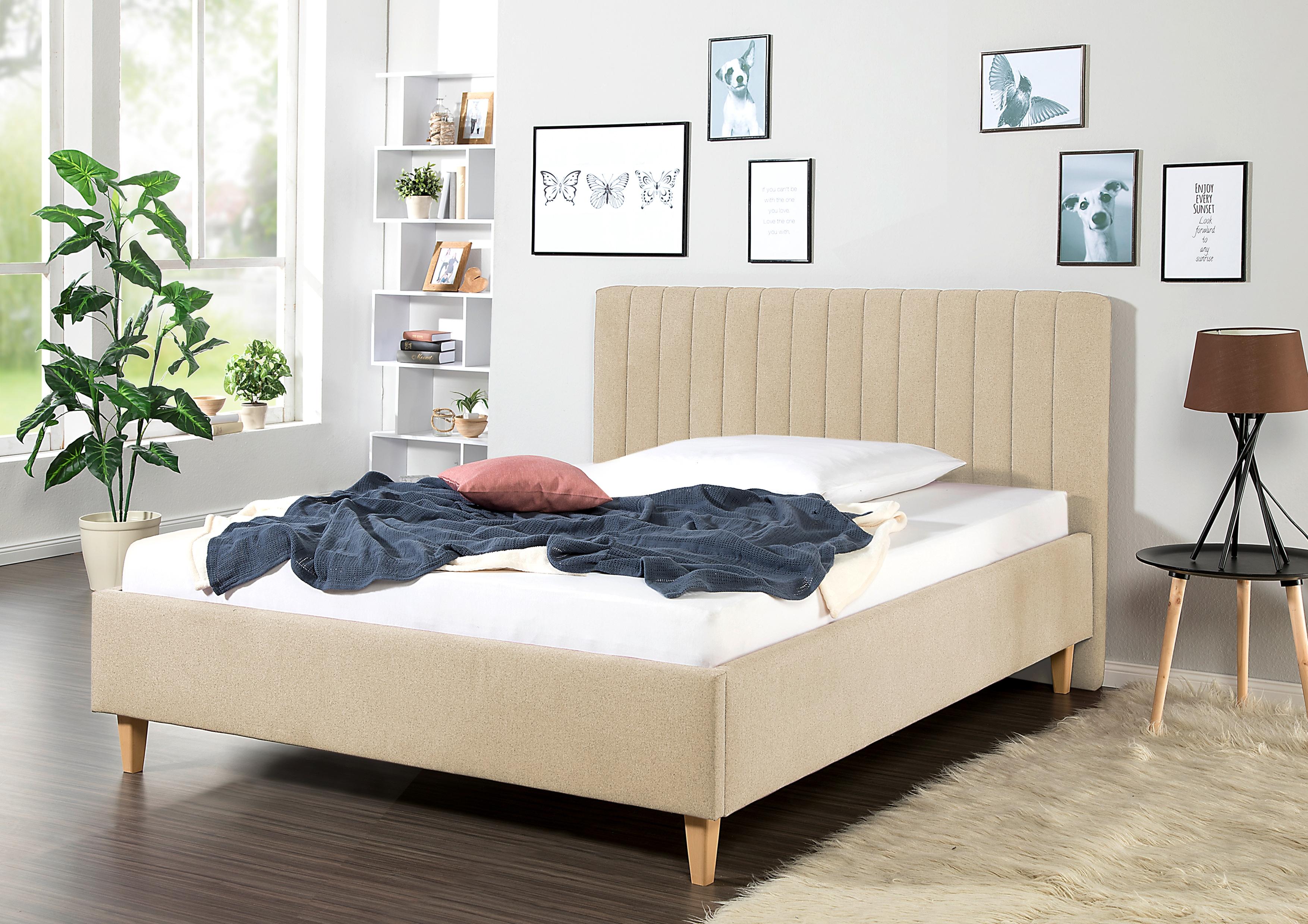 Polsterbett MAINTAL "Friant", beige (creme, beige), B:155cm H:108cm L:212cm, Betten, Polsterbett, Bettseiten zerlegt, ohne Bettkasten