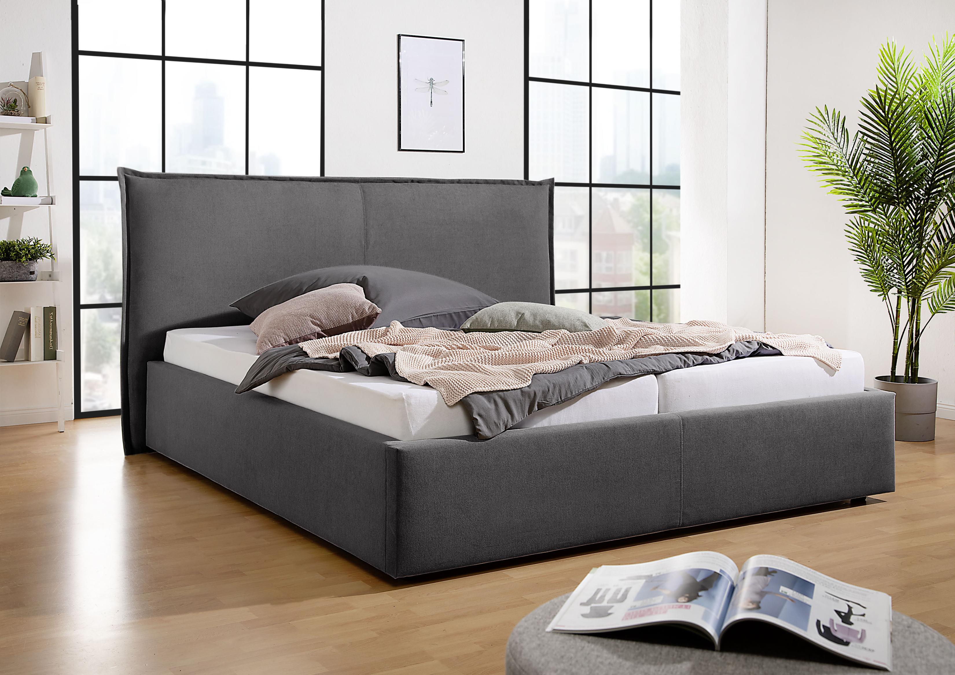 Polsterbett MAINTAL, grau (anthrazit), B:186cm H:108cm L:212cm, Betten, Polsterbett, Bettseiten zerlegt, ohne Bettkasten