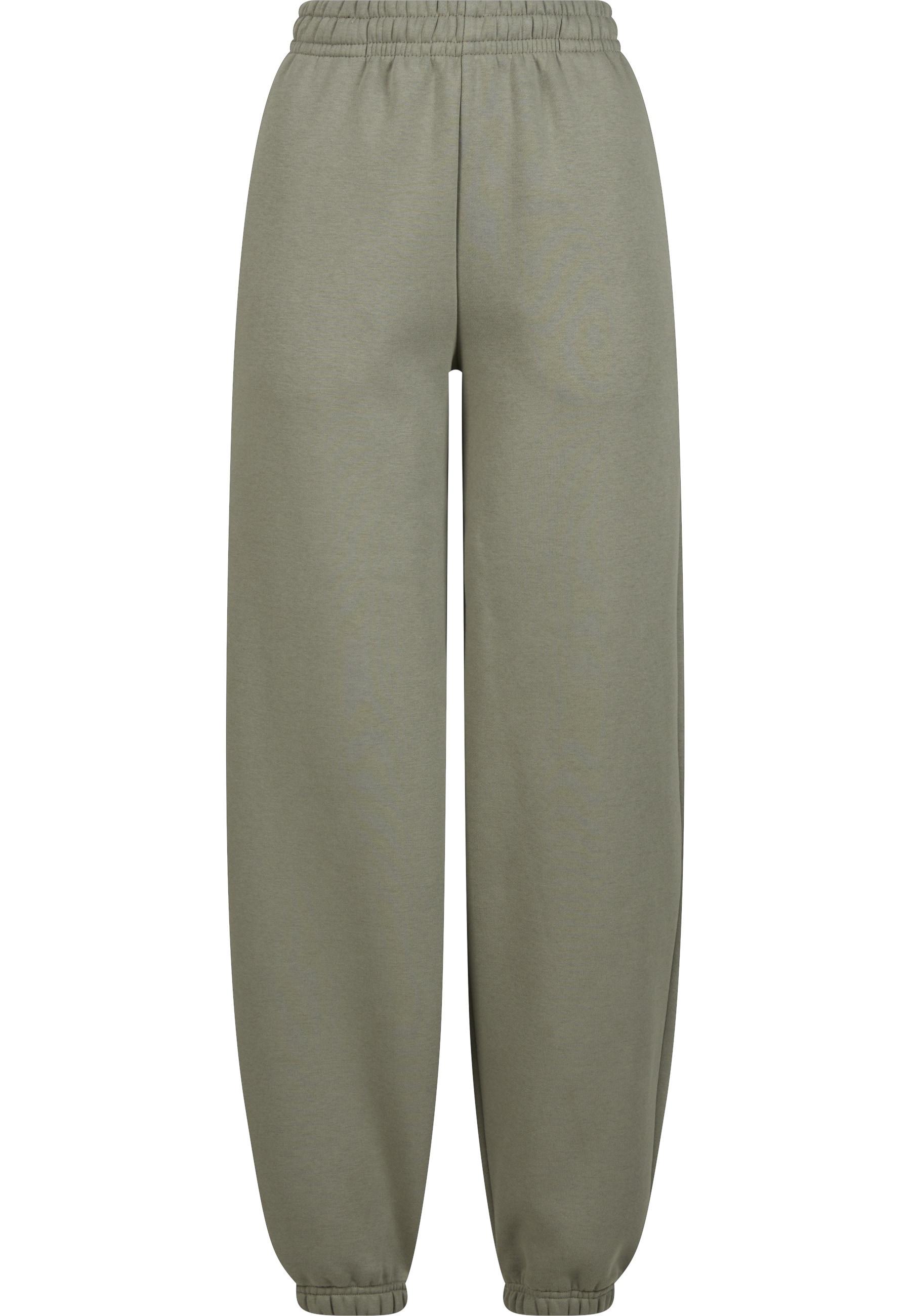 Jogginghose Urban Classics "Urban Classics Ladies Fluffy Sweatpants", Damen, Gr. L, Us-GrößEn, Paleolive, 70% Baumwolle, 30% Polyester, Unifarben, Loose Fit, Hosen Jogginghose