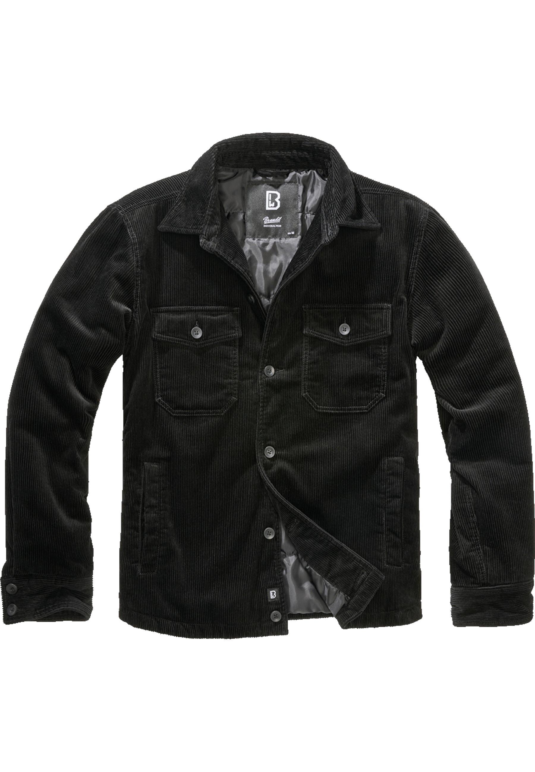 Anorak Brandit "Brandit Herren Corduroy Jacket", Herren, Gr. 3XL, Schwarz, 100% Baumwolle, Unifarben, Normal, Amerikanischer Ausschnitt, Jacken