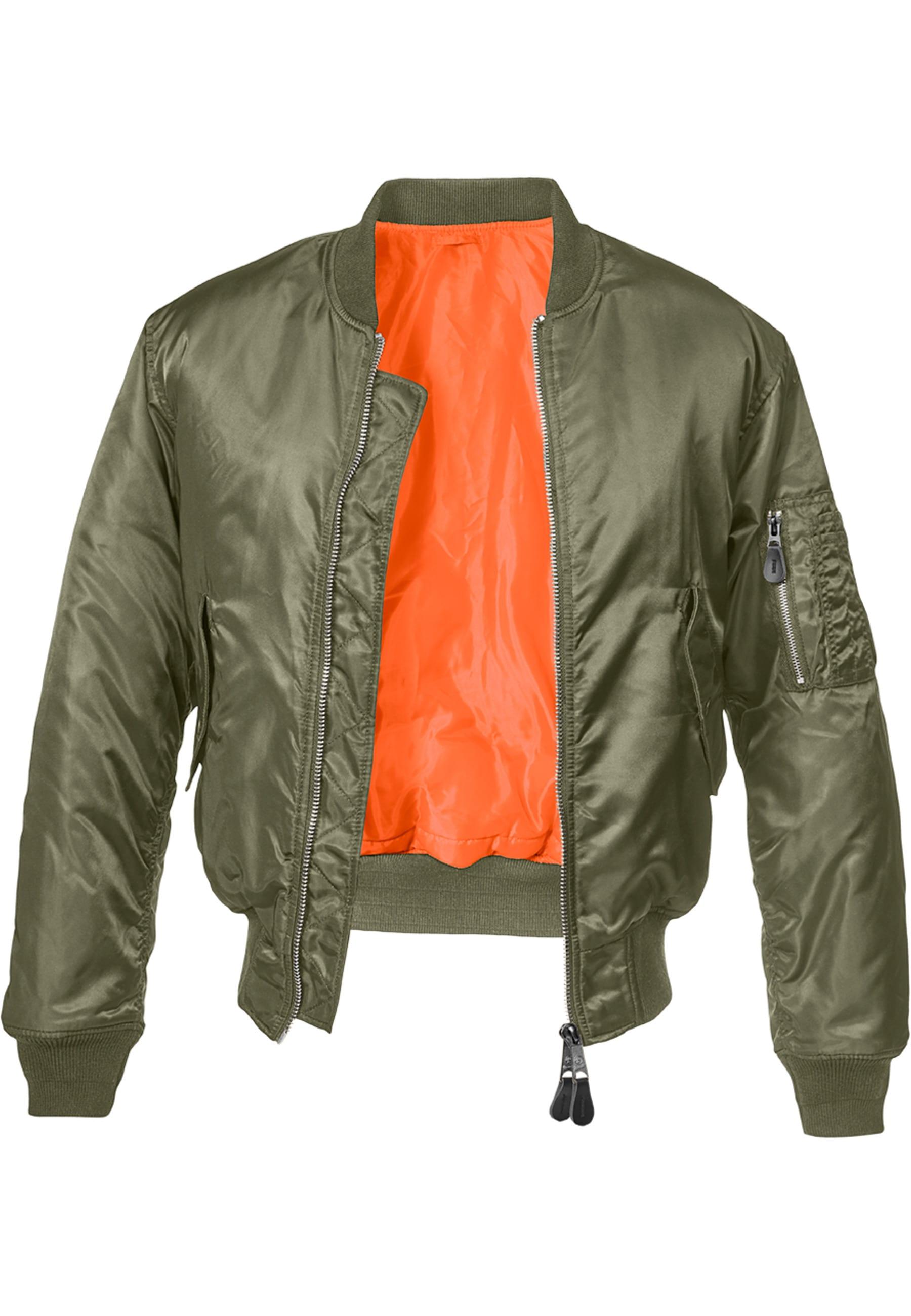 Anorak Brandit "Brandit Herren MA1 Bomber Jacket", Herren, Gr. L, Olive, 100% Polyamid, Unifarben, Normal, Amerikanischer Ausschnitt, Jacken