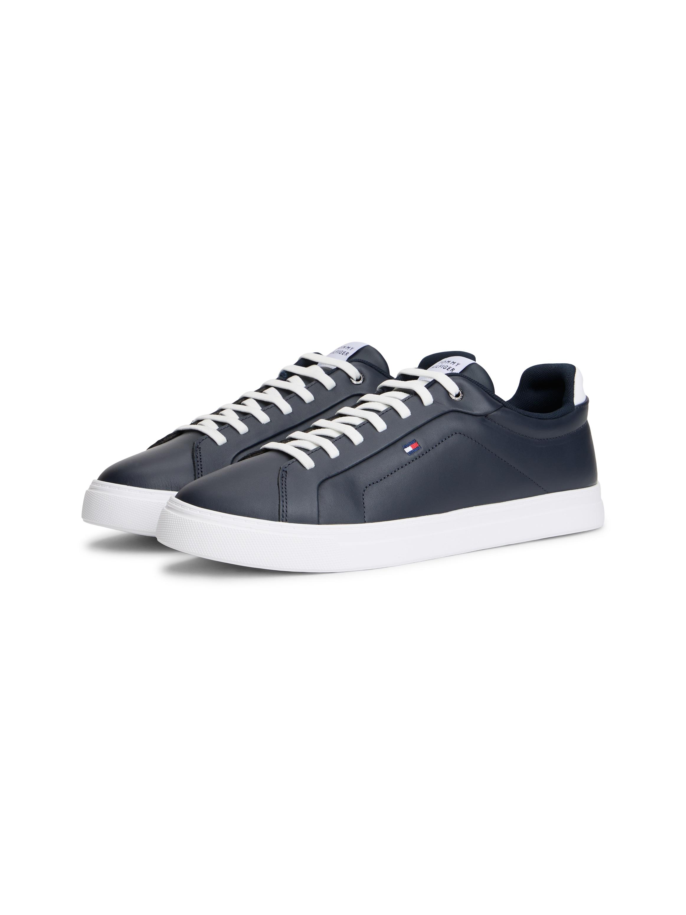 Sneaker Tommy Hilfiger "Icon Court Light Ess", Herren, Gr. 42, Dunkelblau, Leder, Lederimitat, Schuhe Sneaker, Freizeitschuh, Halbschuh, SchnüRschuh, Weich Gepolsterter Schaftrand